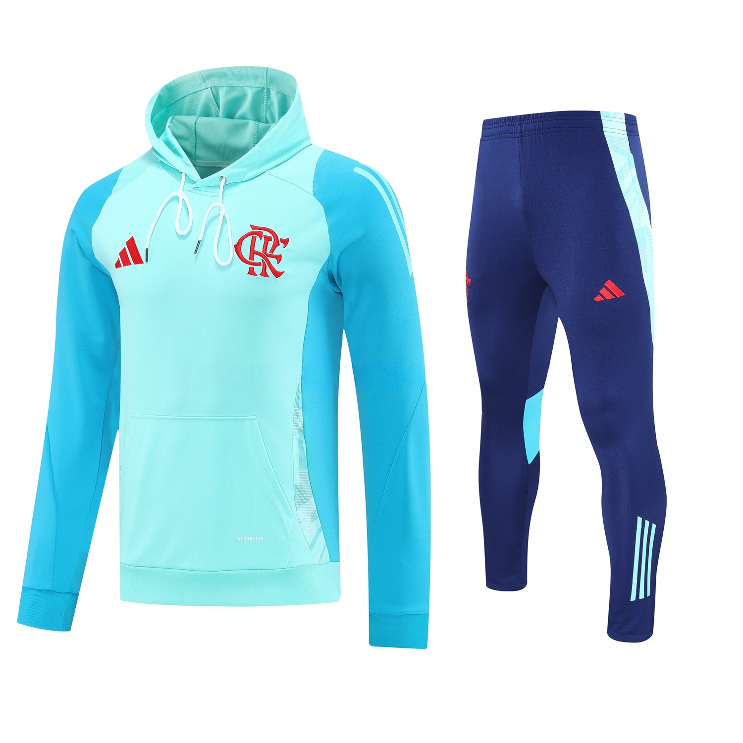 Flamengo 25-26 Traning Hoodie Set - Light Blue With Royal Blue - ReplicasJersey