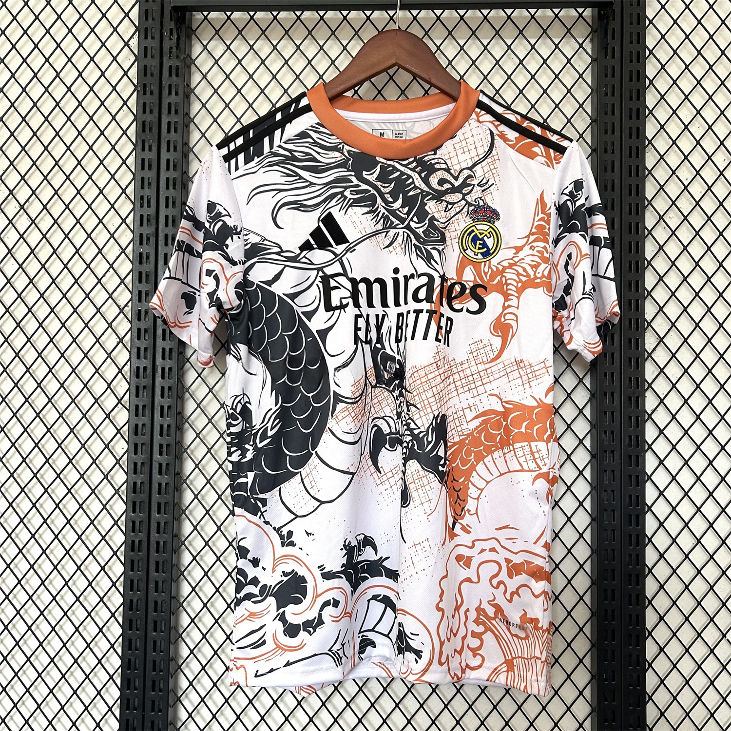 Real Madrid 25-26 Black Dragon Orange Dragon White Special Edition Jersey - Fans Version - ReplicasJersey