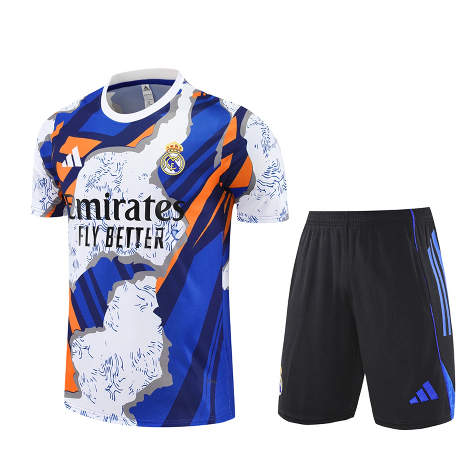 Real Madrid 25-26 Short-Sleeve Training Set - CamouflageTop & Black Shorts - ReplicasJersey
