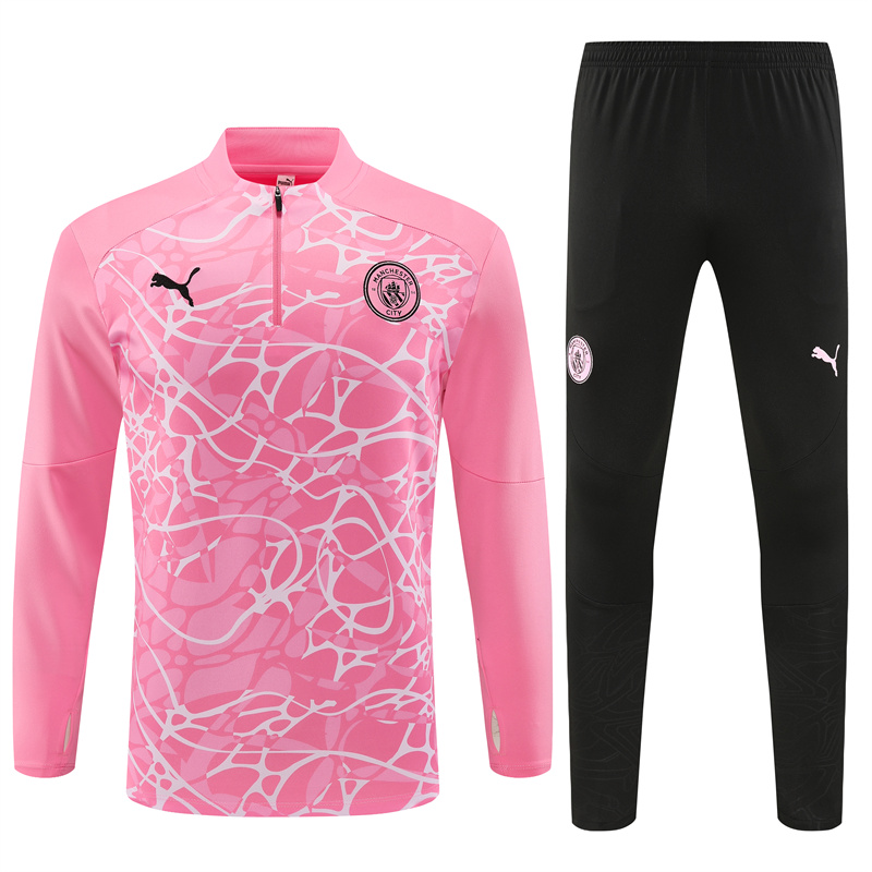 Manchester City 24-25 Kids Long Sleeve Training Set - Pink - ReplicasJersey
