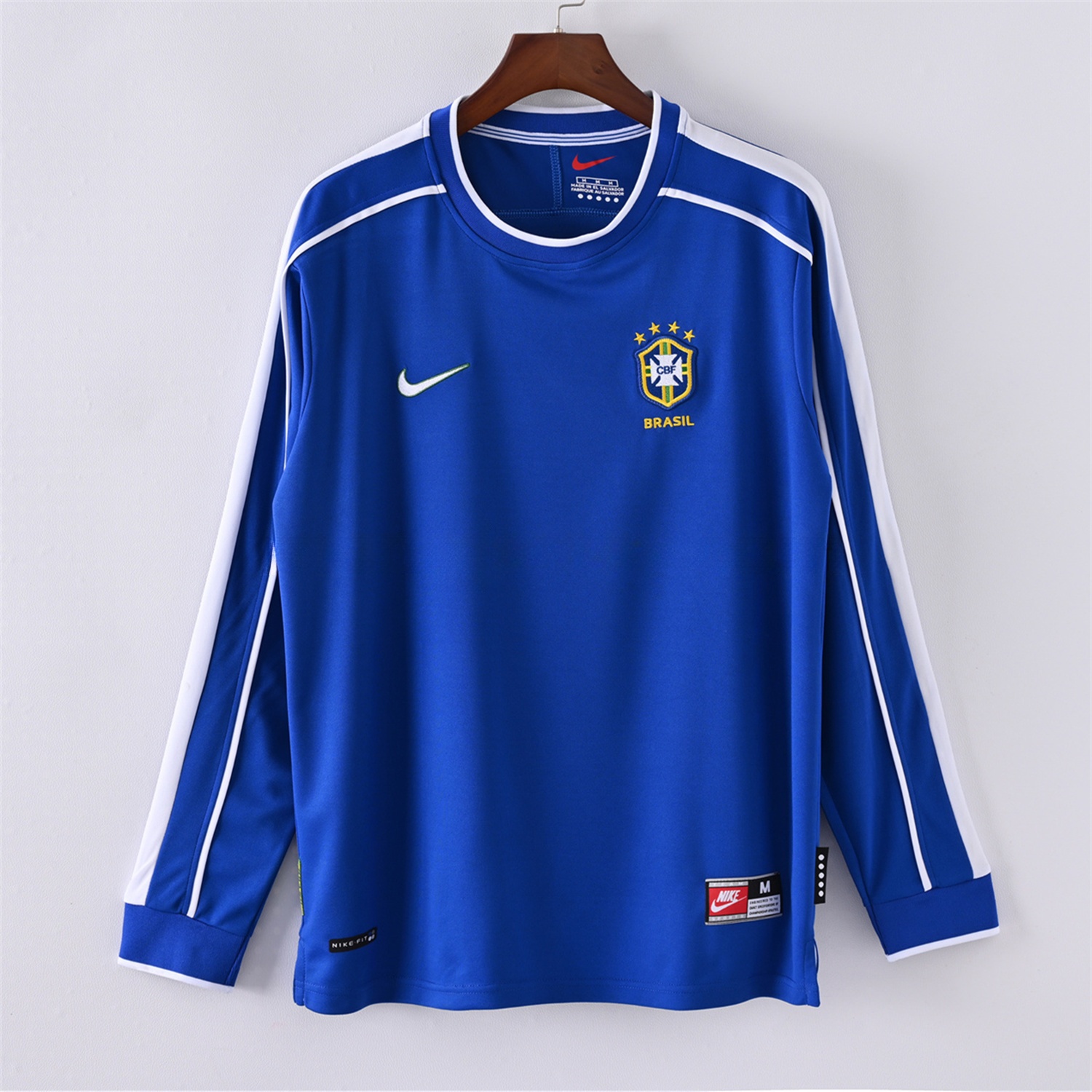 Retro Brazil 1998 Away Long Sleeves Jersey - ReplicasJersey