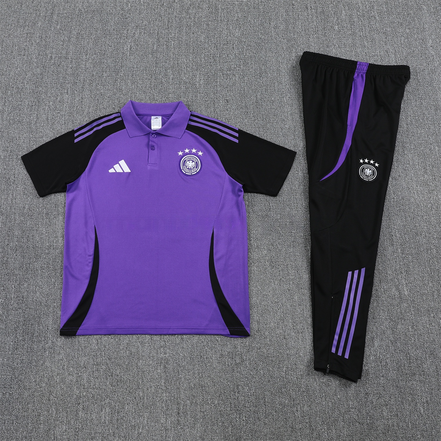 Germany 25-26 POLO Short-Sleeve Training Set - Purple Top Black Pants - ReplicasJersey