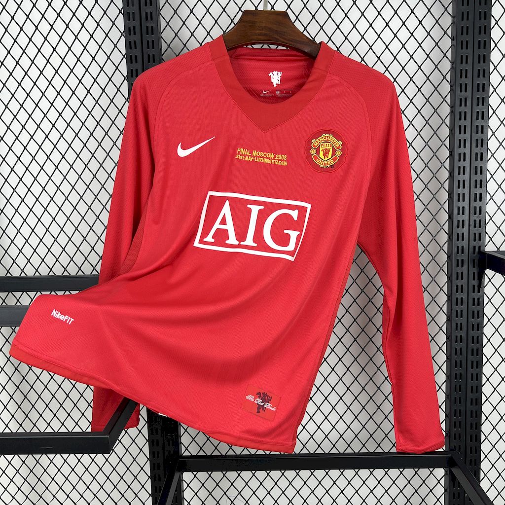 Manchester United Retro 07-08 Champions League Final Home Long Sleeve Jersey - ReplicasJersey