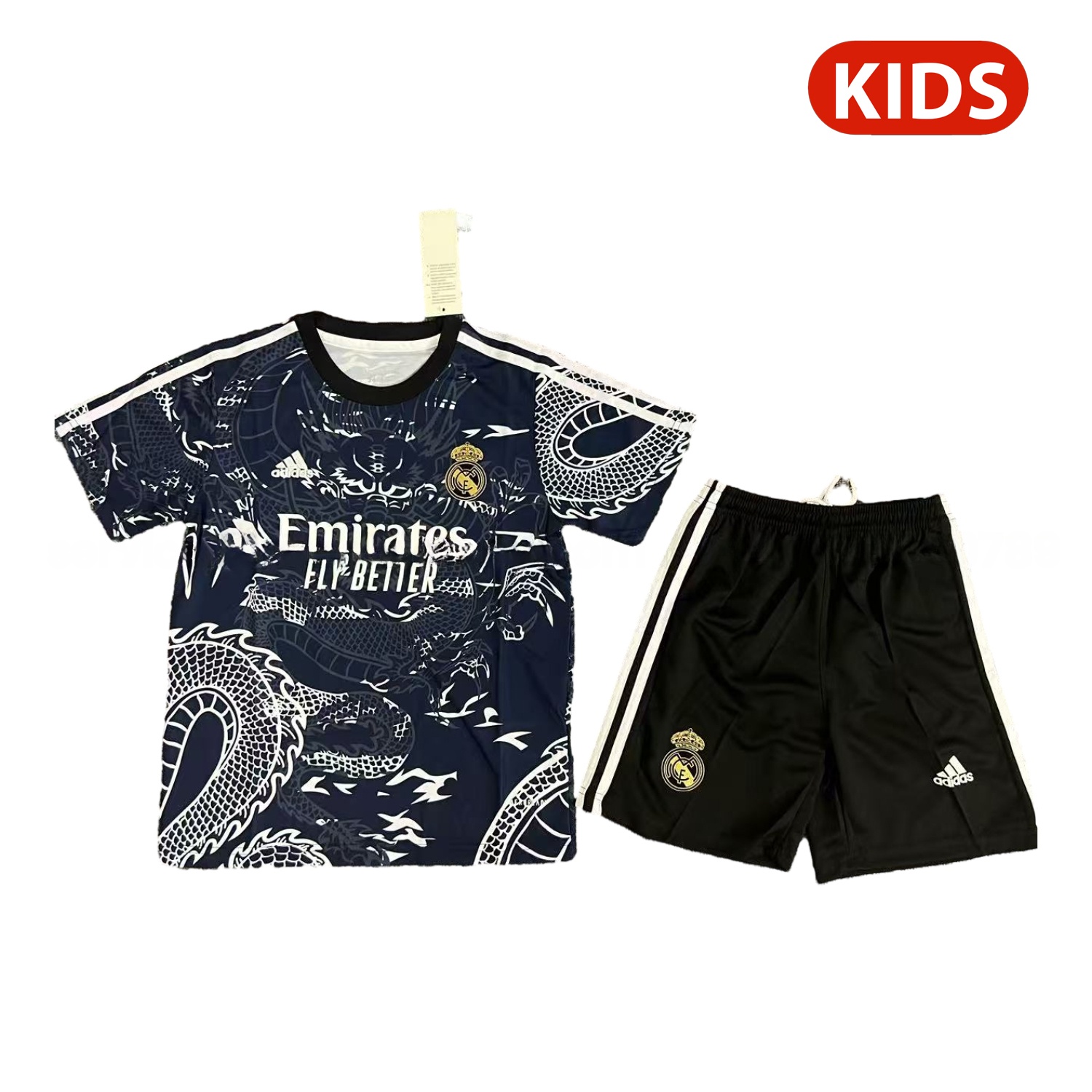 Real Madrid 25-26 White Dragon Black Special Kids Kit - ReplicasJersey