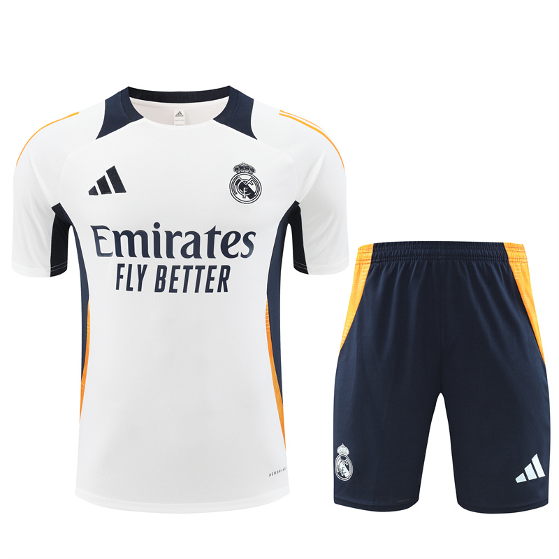 Real Madrid 24-25 Short-Sleeve Training Set - White & Deep Blue - ReplicasJersey