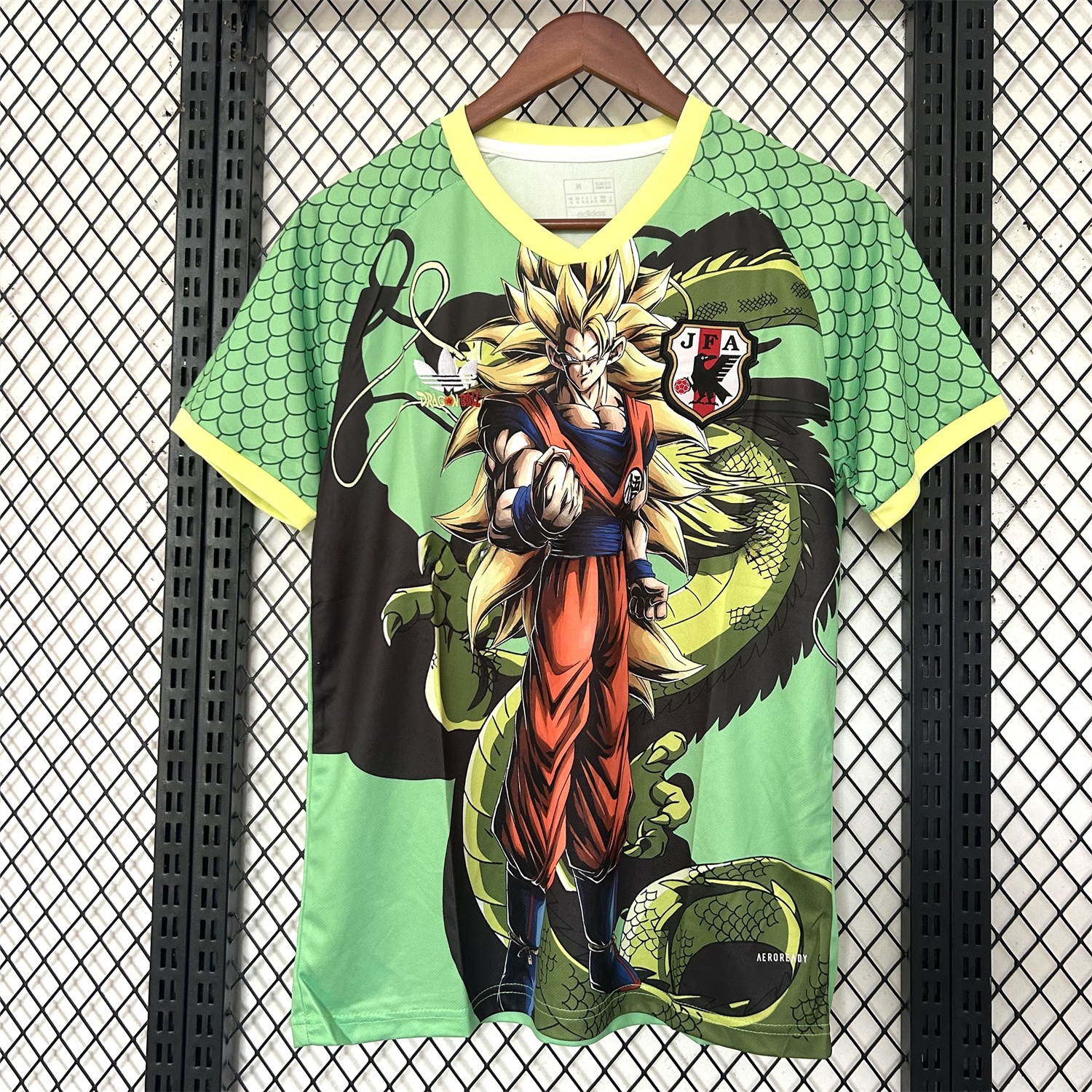 Japan 25-26 Dragon Ball Golden Hair Goku Green Special Jersey - Fans Version - ReplicasJersey