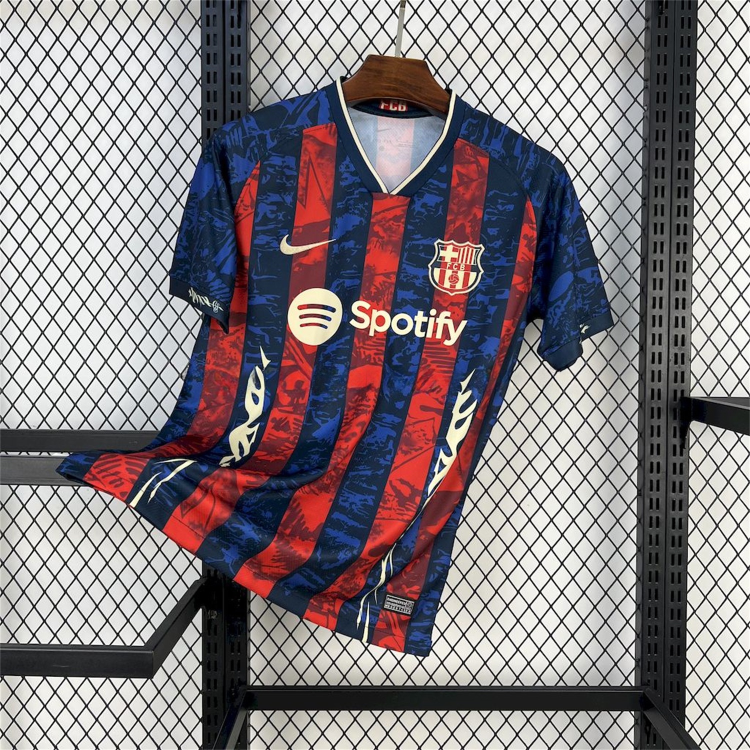 B.A.R.S.A 25-26 Red & Blue Random Graffiti Pattern Jersey - Fans Version - ReplicasJersey