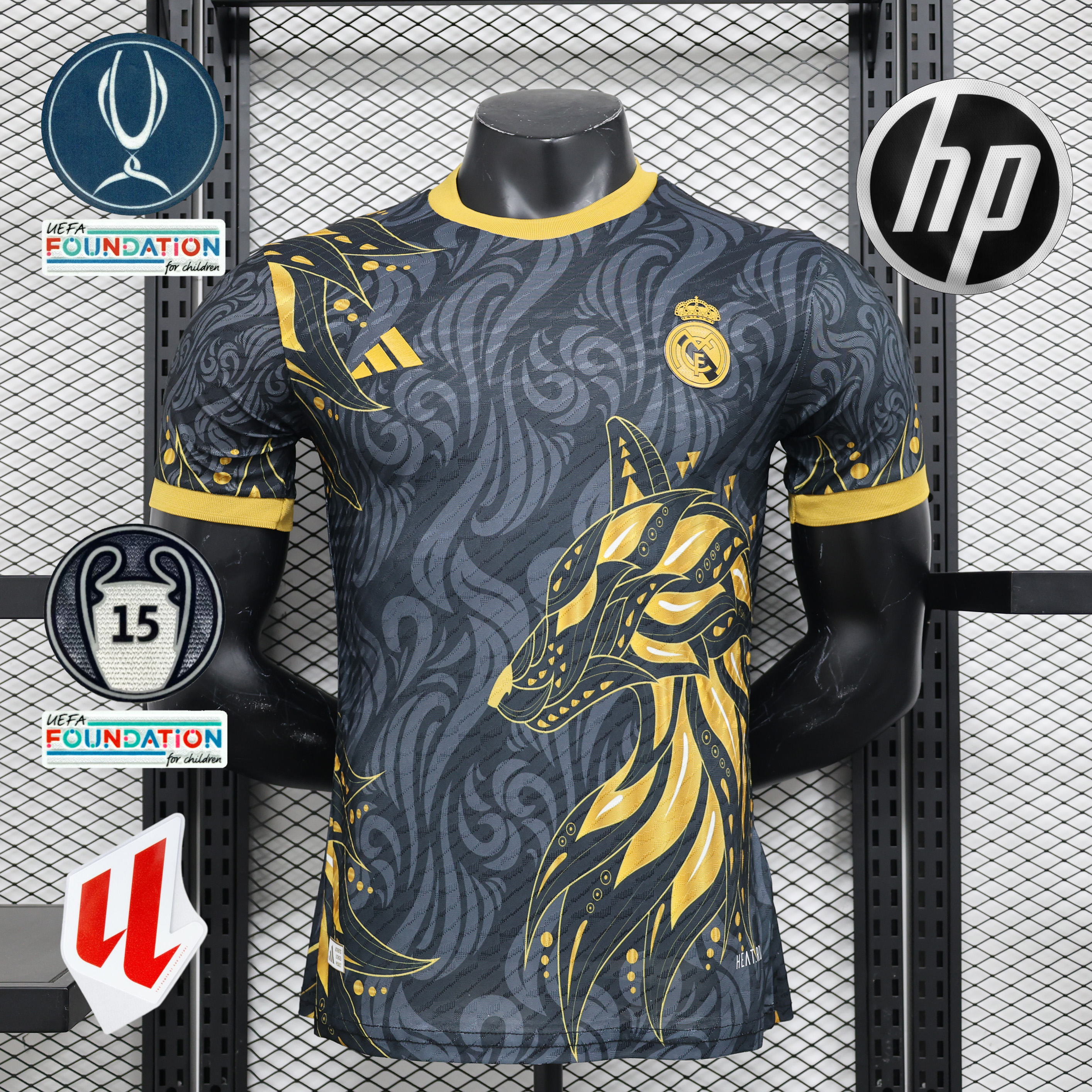 Real Madrid 24-25 Black Yellow Special Edition Jersey - Player Version - ReplicasJersey