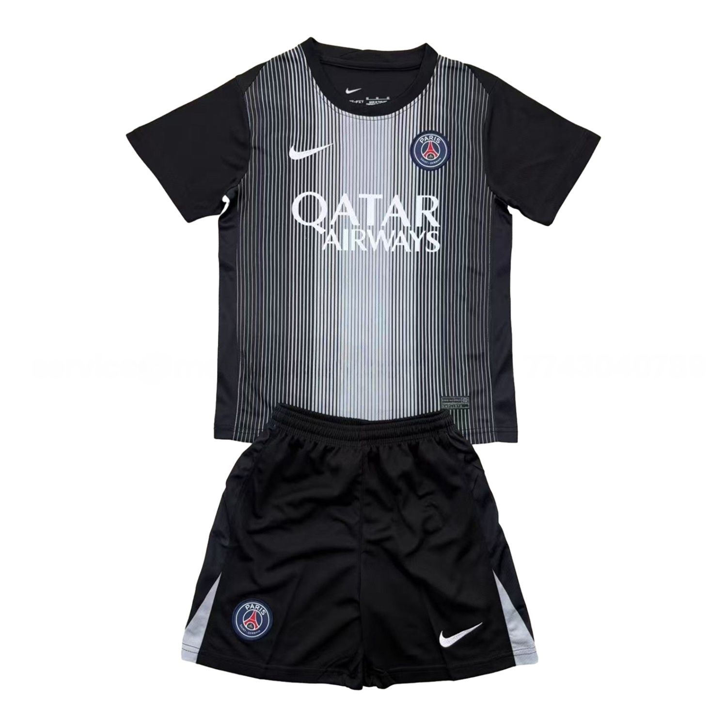 Paris Saint-Germain PSG 25-26 Black Goalkeeper Men's Adult Jersey Set - Fans Version - ReplicasJersey