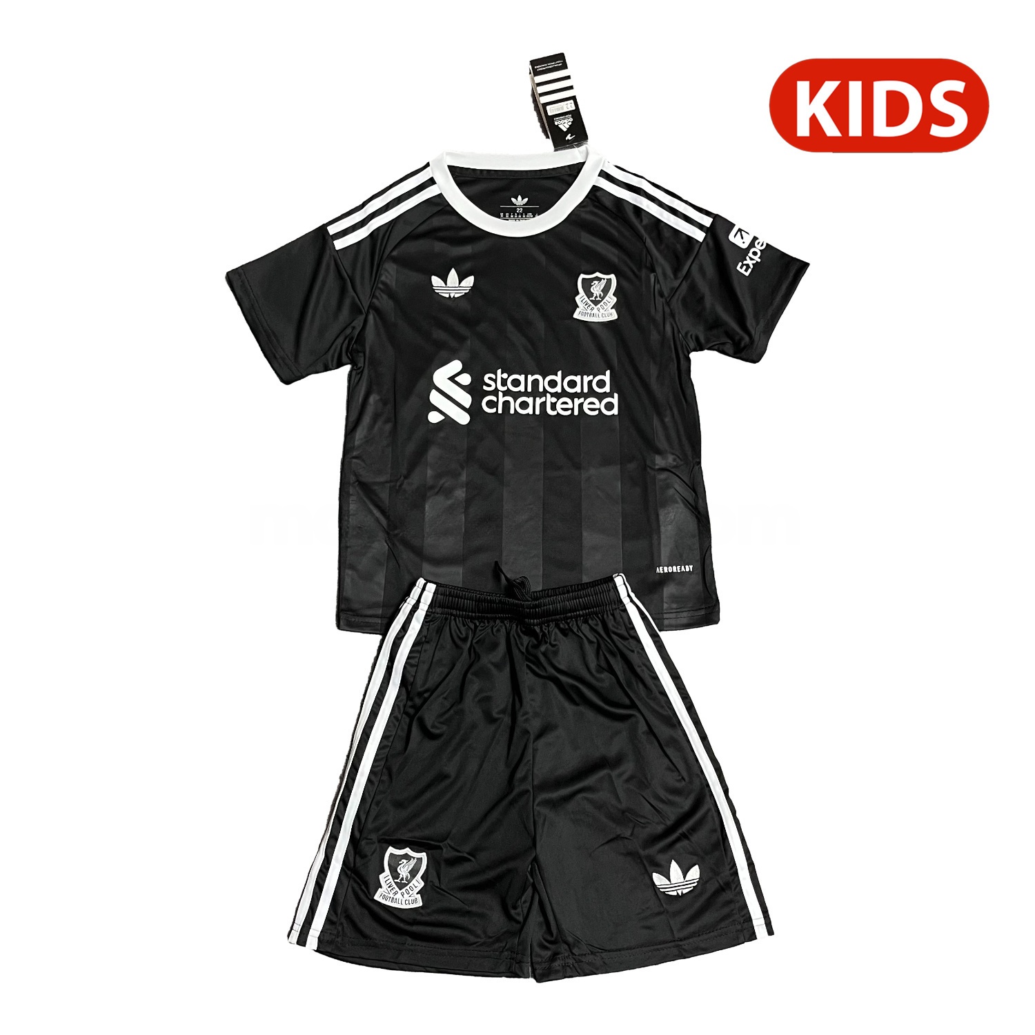 Liver.pool 25-26 Trefoil Black Goalkeeper Kids Kit - ReplicasJersey
