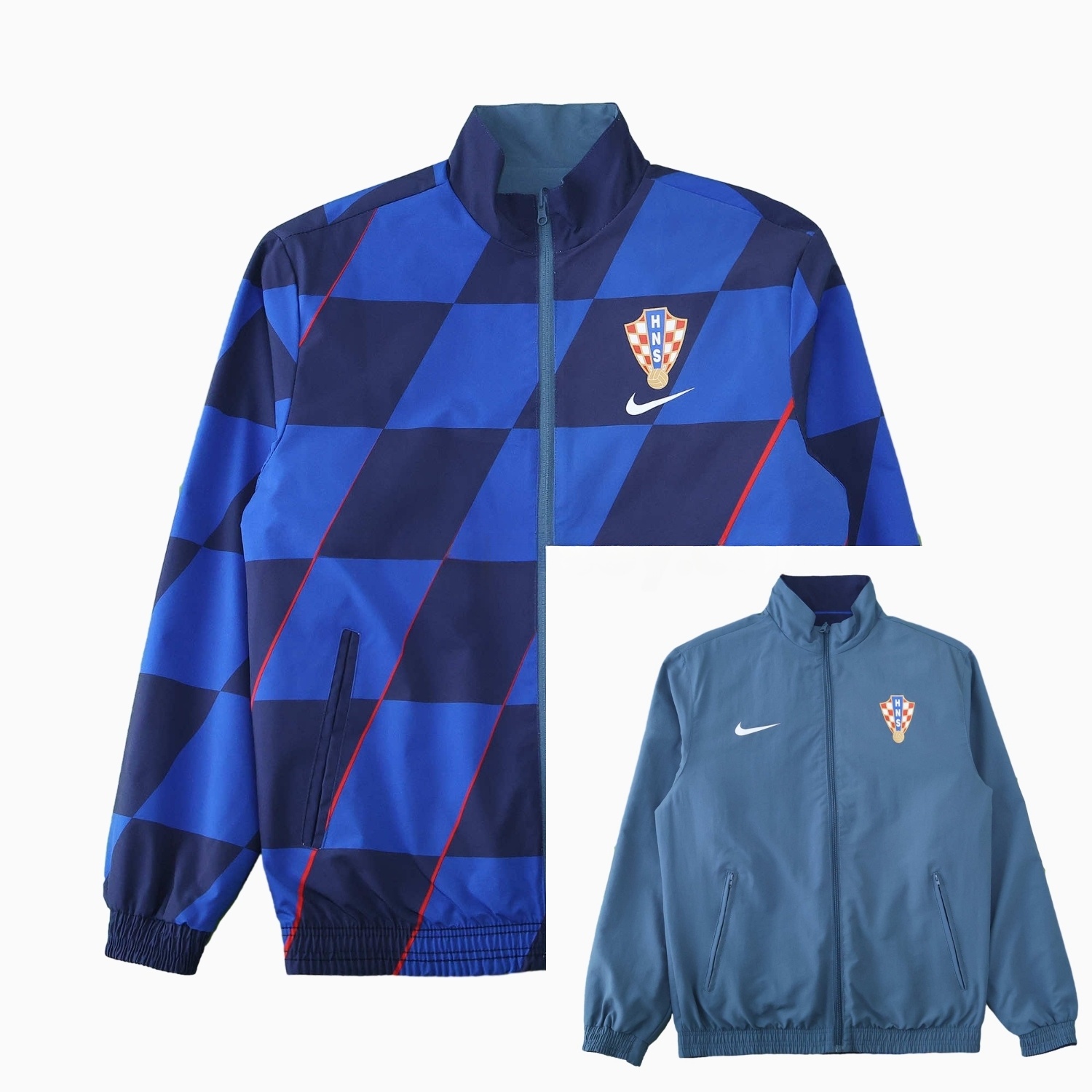 Croatia 24-25 Away Style Double Sided Reversible Windbreaker - Blue - ReplicasJersey