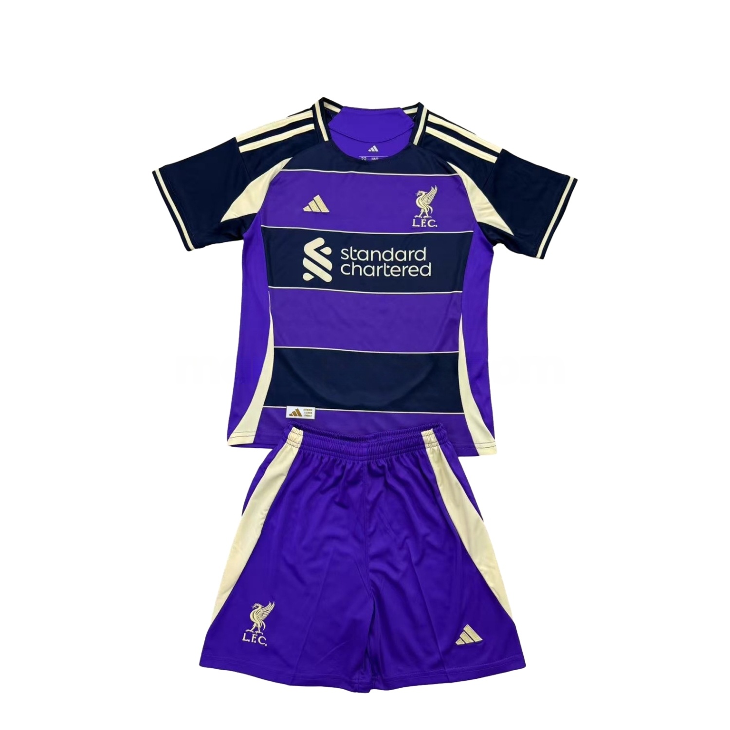 Liver.pool 25-26 Purple Dark Blue Horizontal Stripes Concept Men's Adult Jersey Set - Fans Version - ReplicasJersey