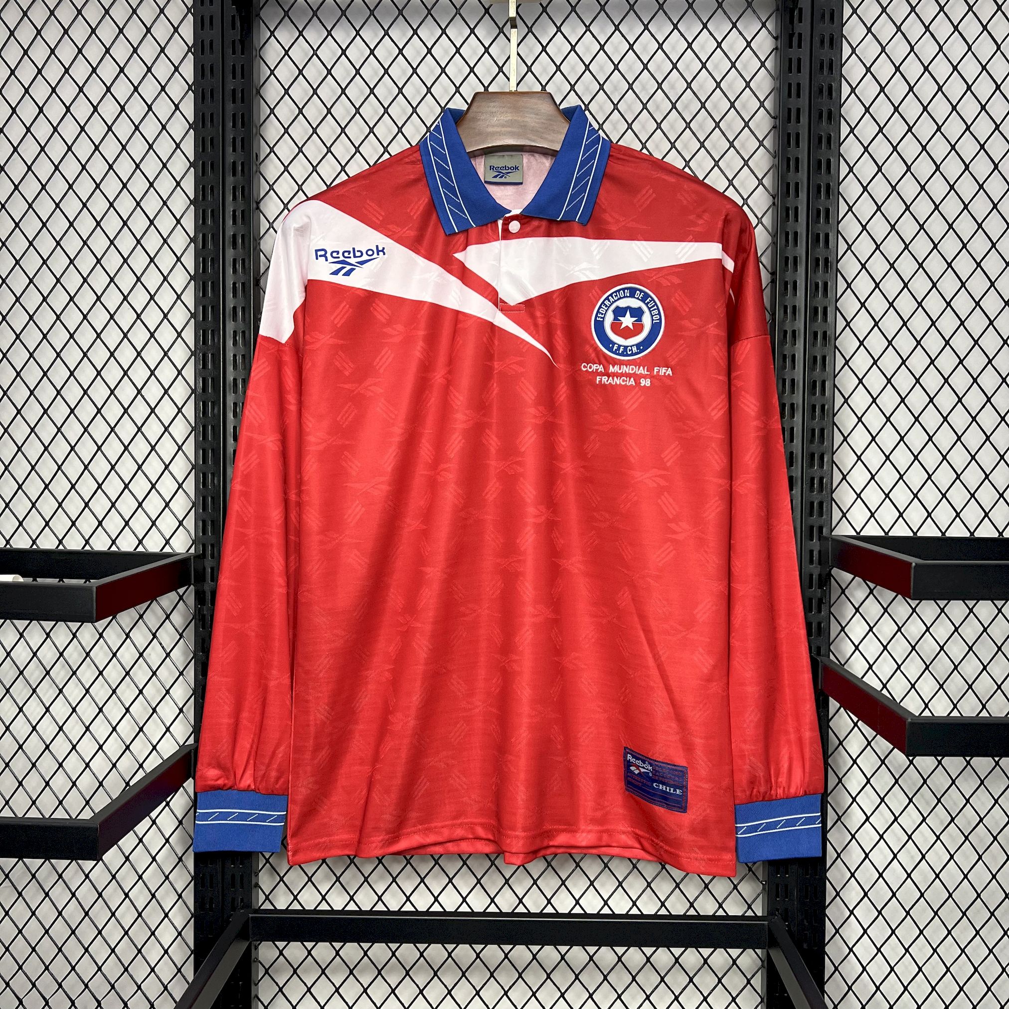 Retro Chile 1998 Home Long Sleeve Jersey - ReplicasJersey