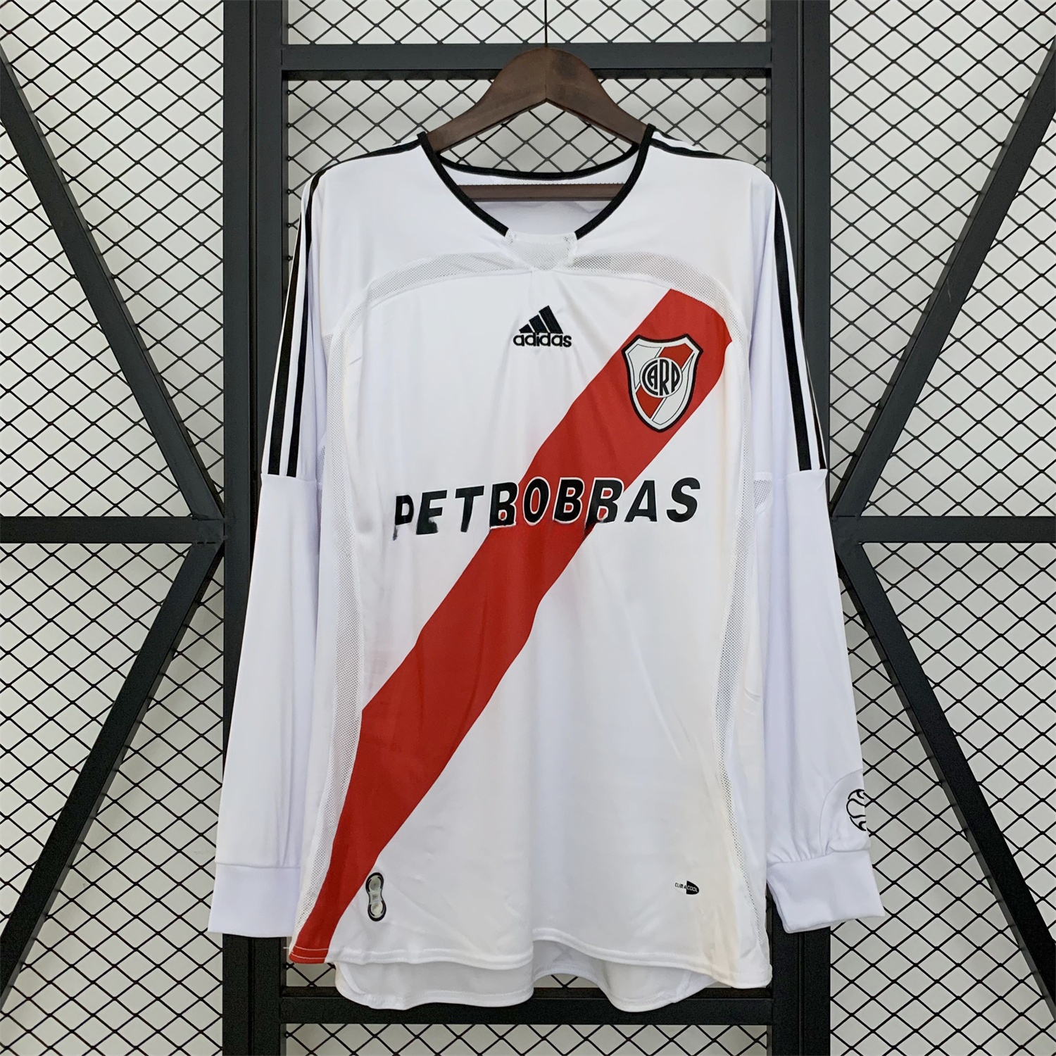 Retro River Plate 2006-07 Home Long Sleeves Jersey - ReplicasJersey