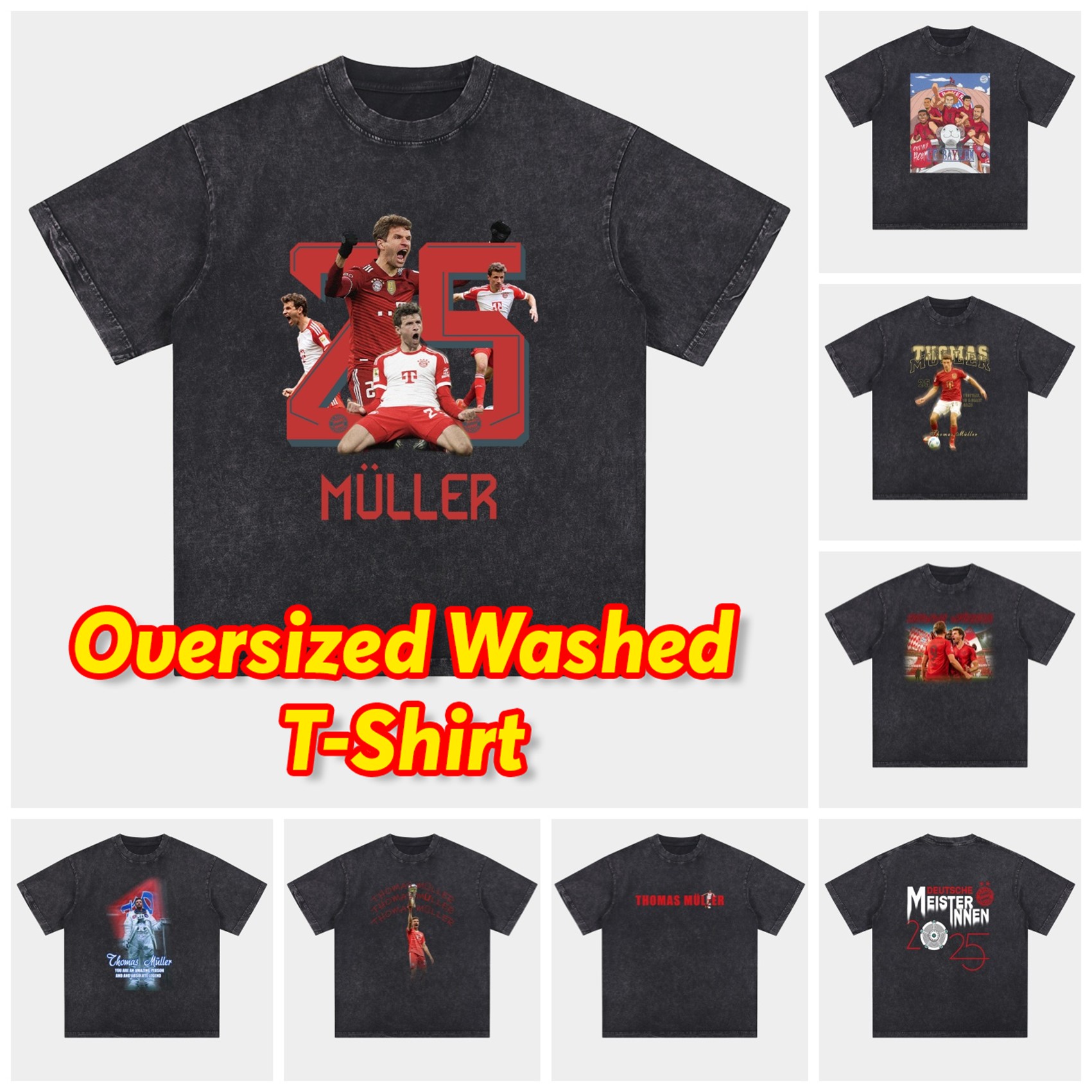Bayern Munich Müller‘s Personal Highlights Oversized Washed T-Shirt - ReplicasJersey