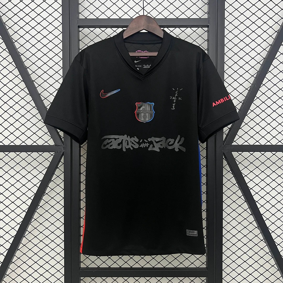 B.A.R.S.A x Travis Scott 24-25 Away Pure Black Jersey - Fans Version - ReplicasJersey