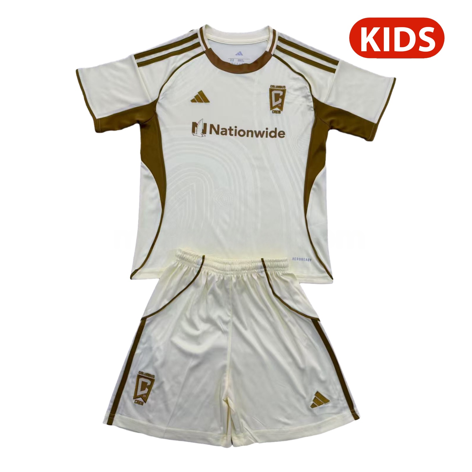 Columbus Crew 25-26 Light Yellow Pre-Match Training Kids Kit - ReplicasJersey