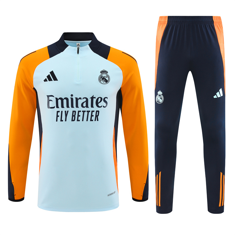 Real Madrid 24-25 Long Sleeve Training Set - Blue & Orange - ReplicasJersey