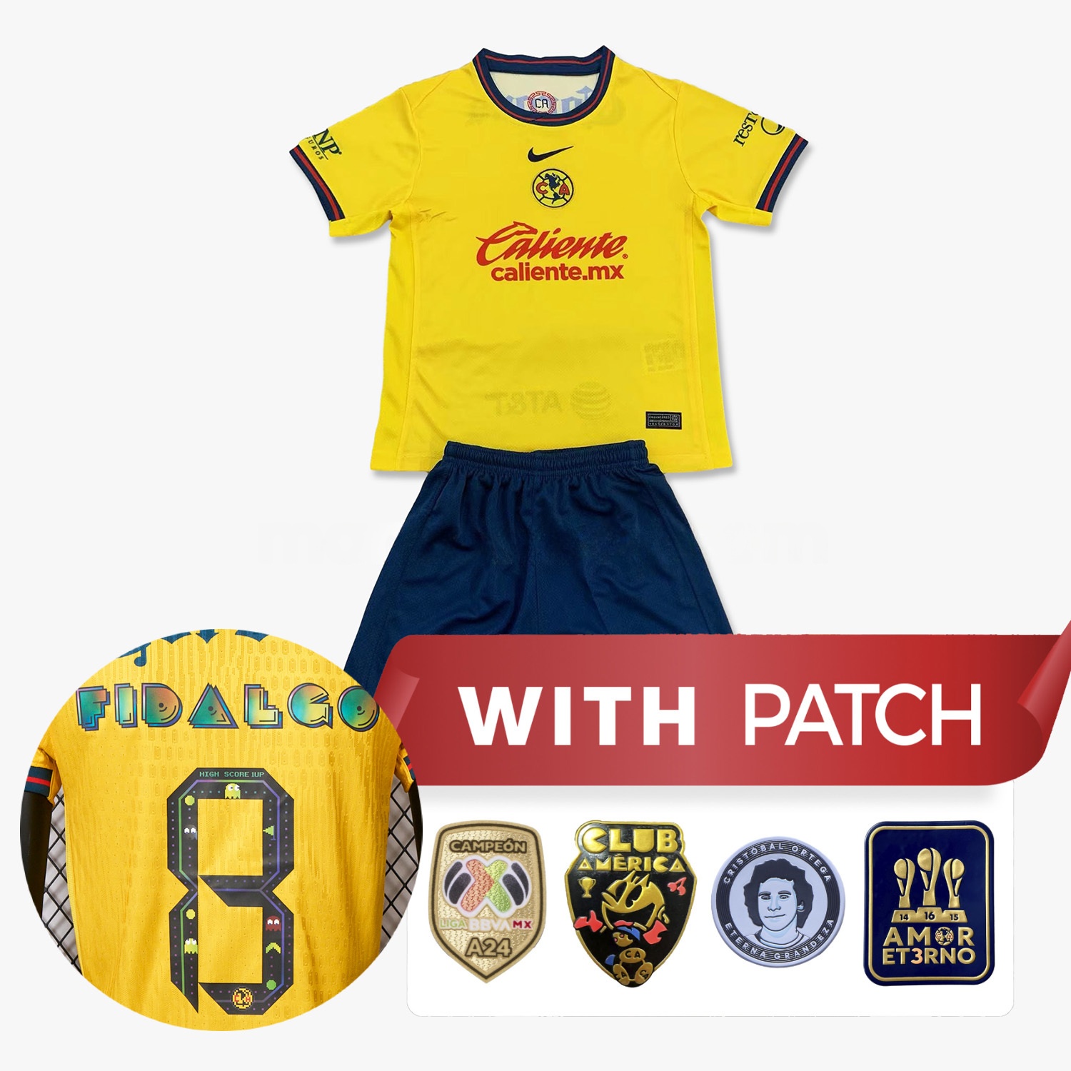 【Pac-Man Version Font】Club América 24-25 Home Kids Kit - ReplicasJersey