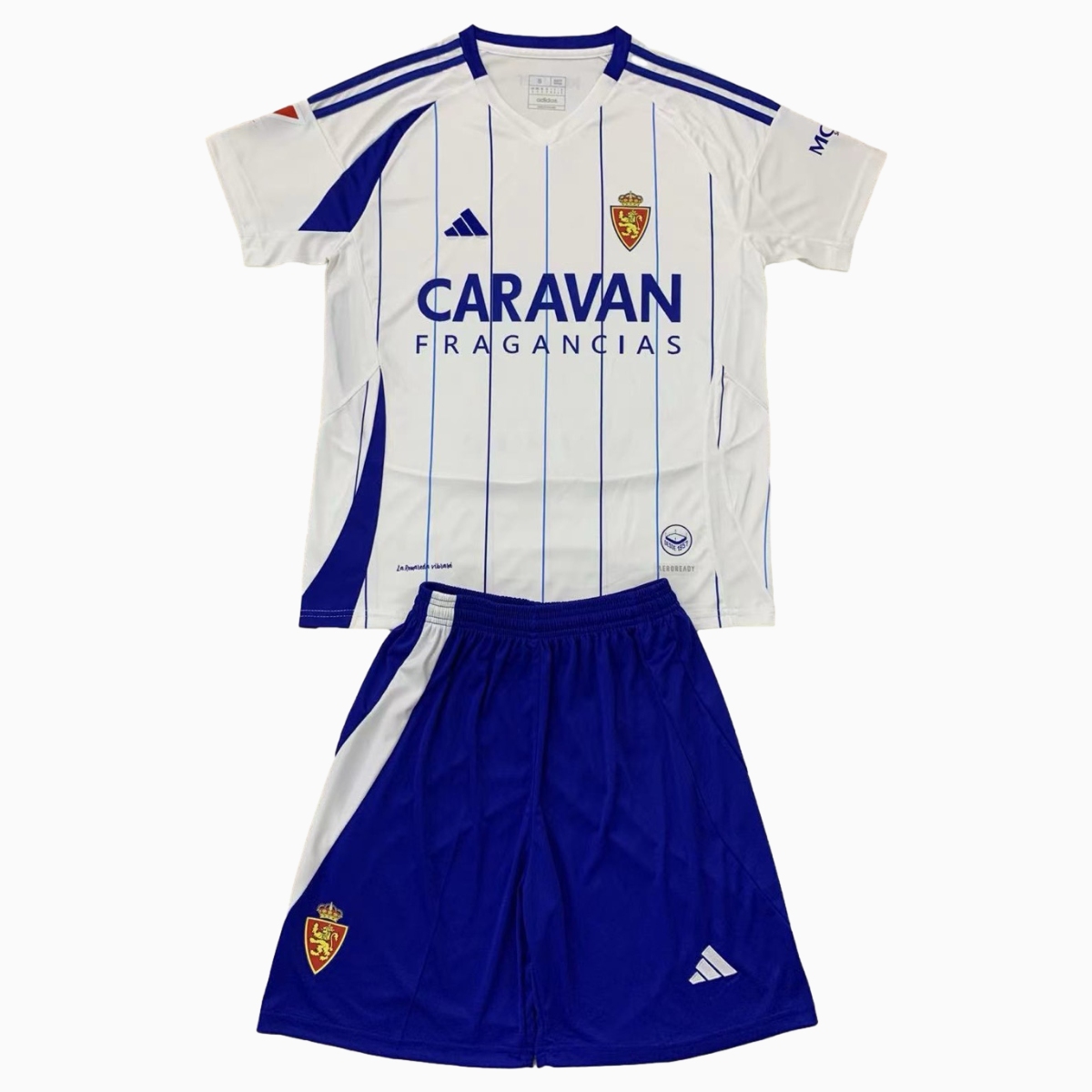 Real Zaragoza 24-25 Home Men's Adult Jersey Set - Fans Version - ReplicasJersey