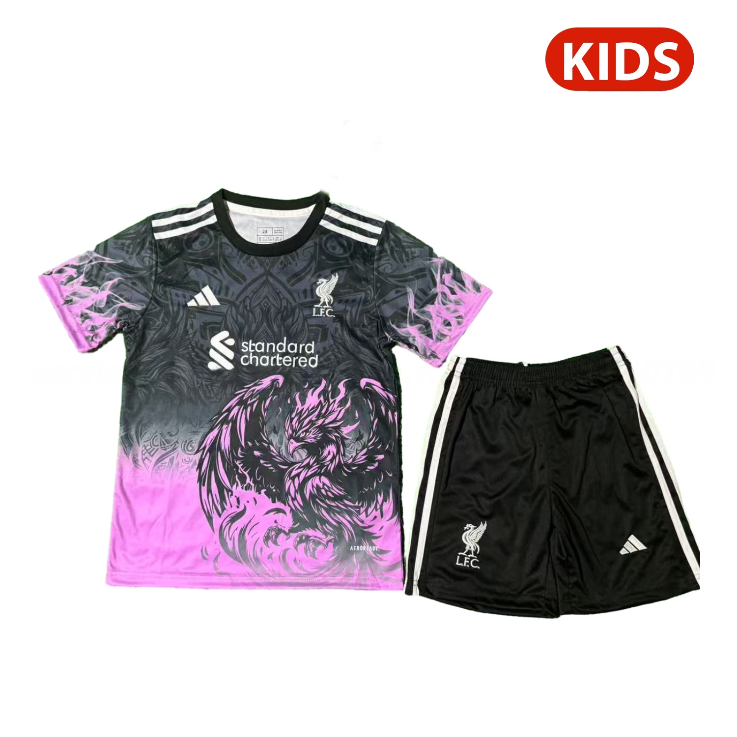 Liver.pool 25-26 Purple Liver.pool Bird Black Special Kids Kit - ReplicasJersey