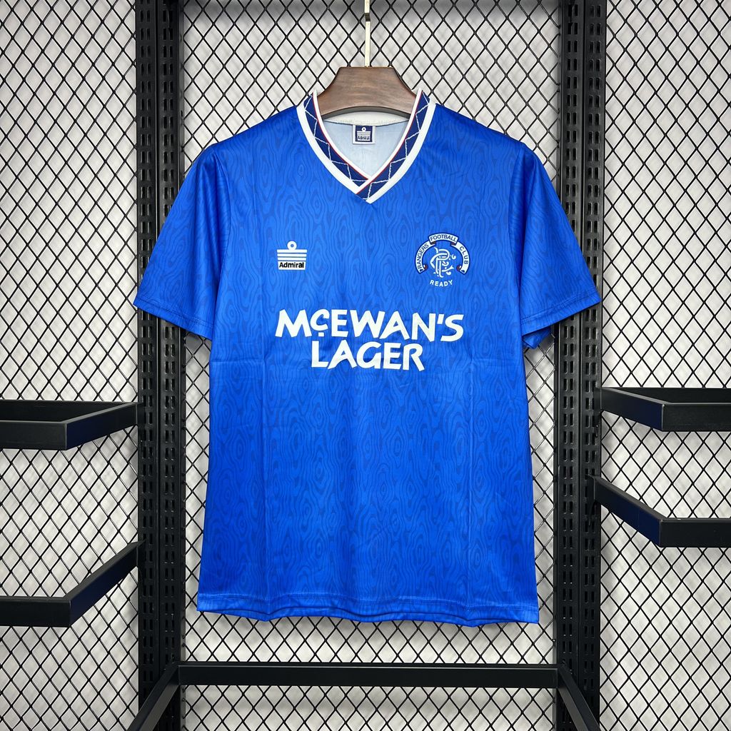 Retro Glasgow Rangers 1990-92 Home Stadium Jersey - ReplicasJersey