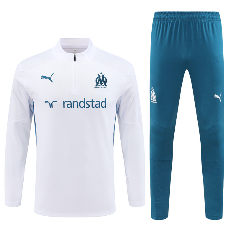 Marseille 24-25 Long Sleeve Training Set - White - ReplicasJersey