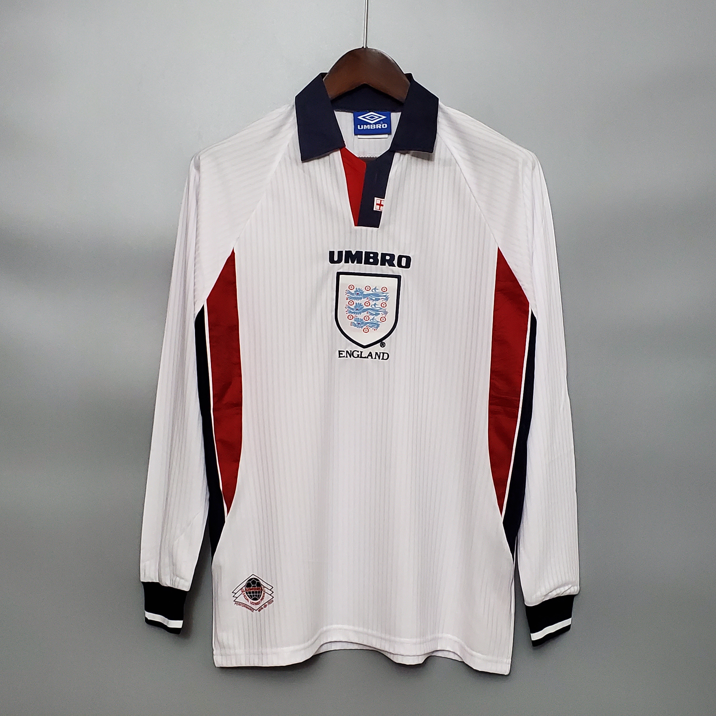 Retro England 1998 Home Stadium Long Sleeve Jersey - ReplicasJersey