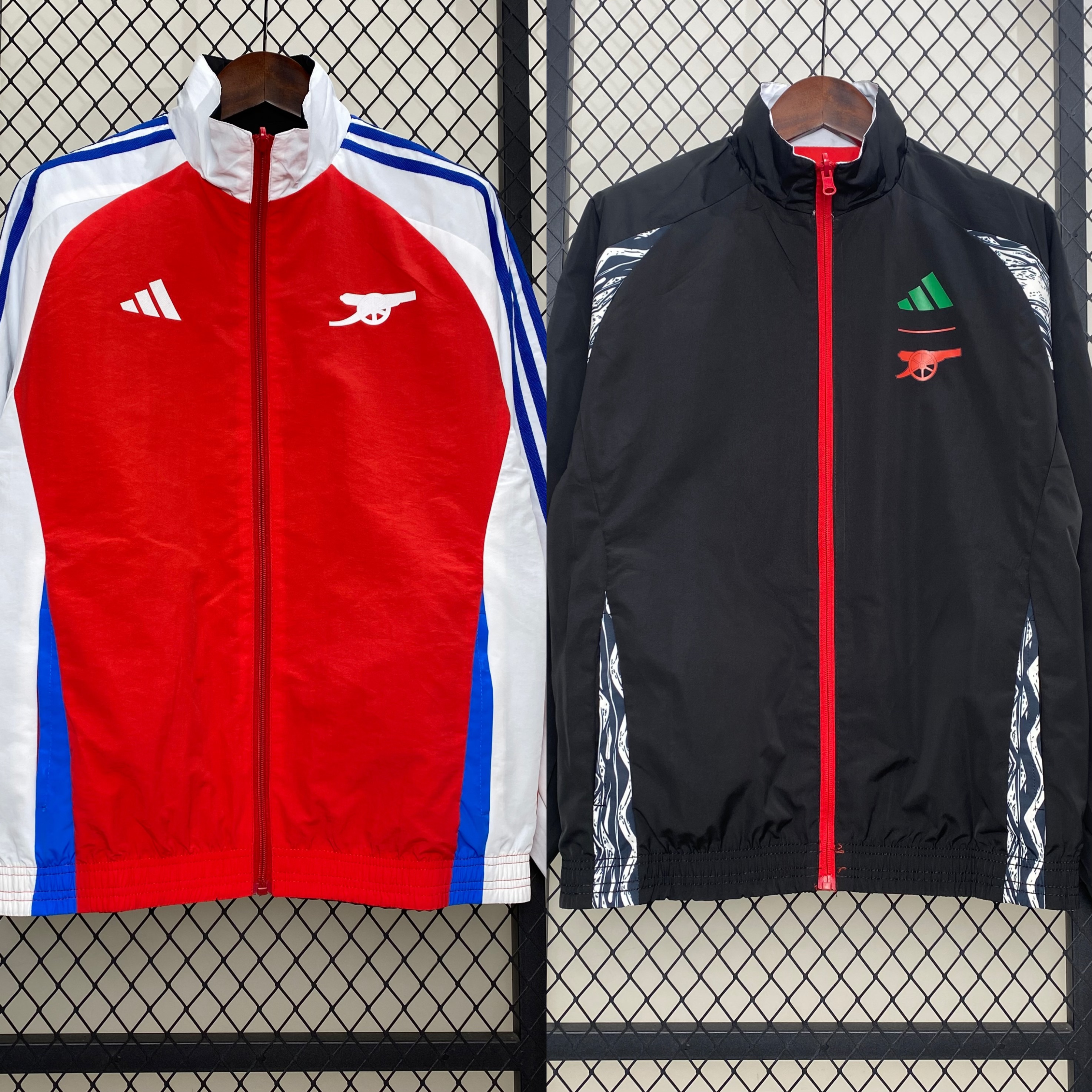 Arsenal 24-25 Double Sided Reversible Windbreaker - Home & Away Jersey Style - ReplicasJersey