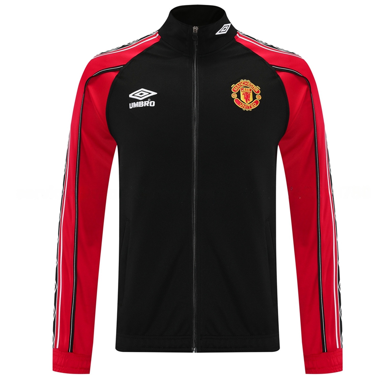 Manchester United 25-26 Throwback 98-99 Style Jacket Training Tracksuit - Black - ReplicasJersey