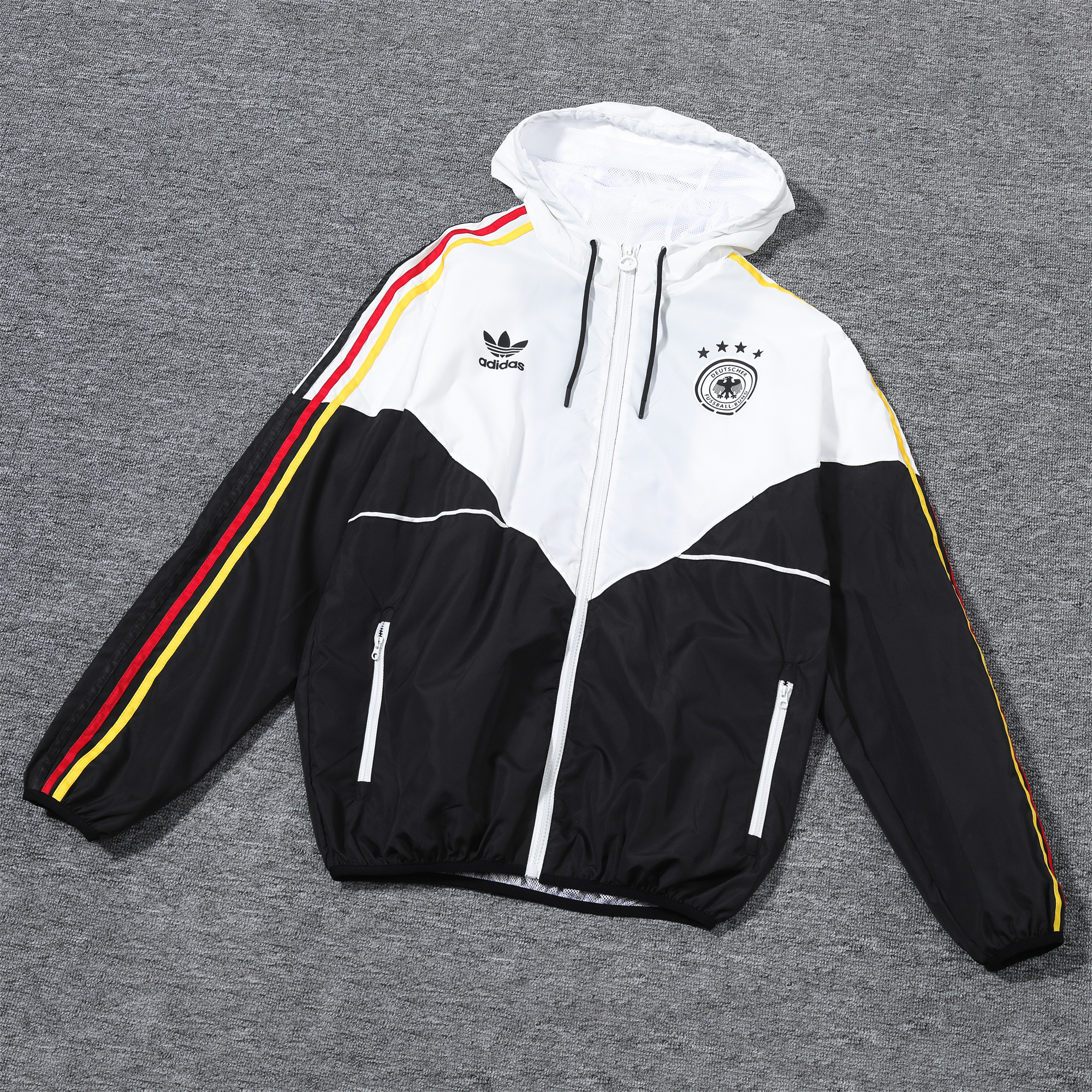 Germany 2024 National Flag Tricolor Hooded Windbreaker - Player Version - ReplicasJersey