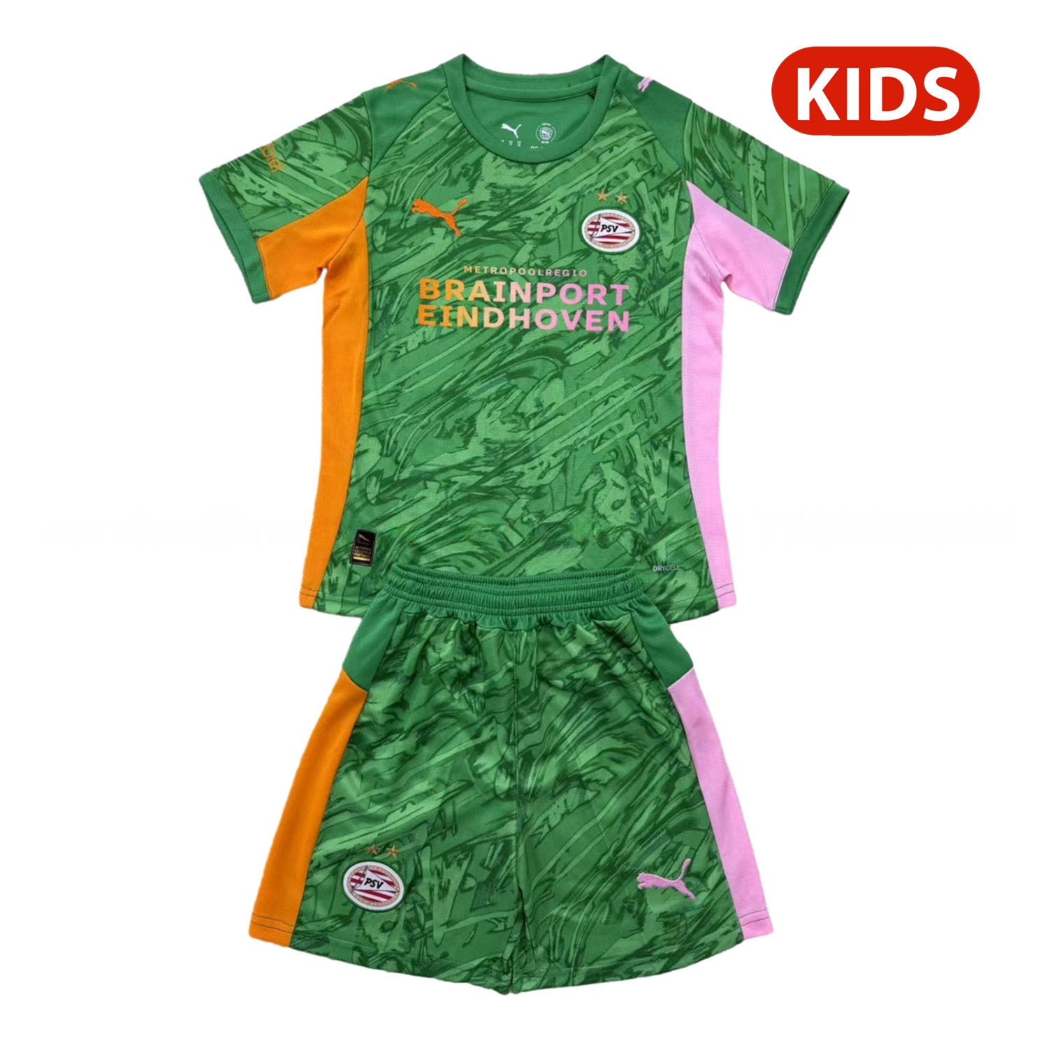 PSV Eindhoven 25-26 Green Goalkeeper Kids Kit - ReplicasJersey