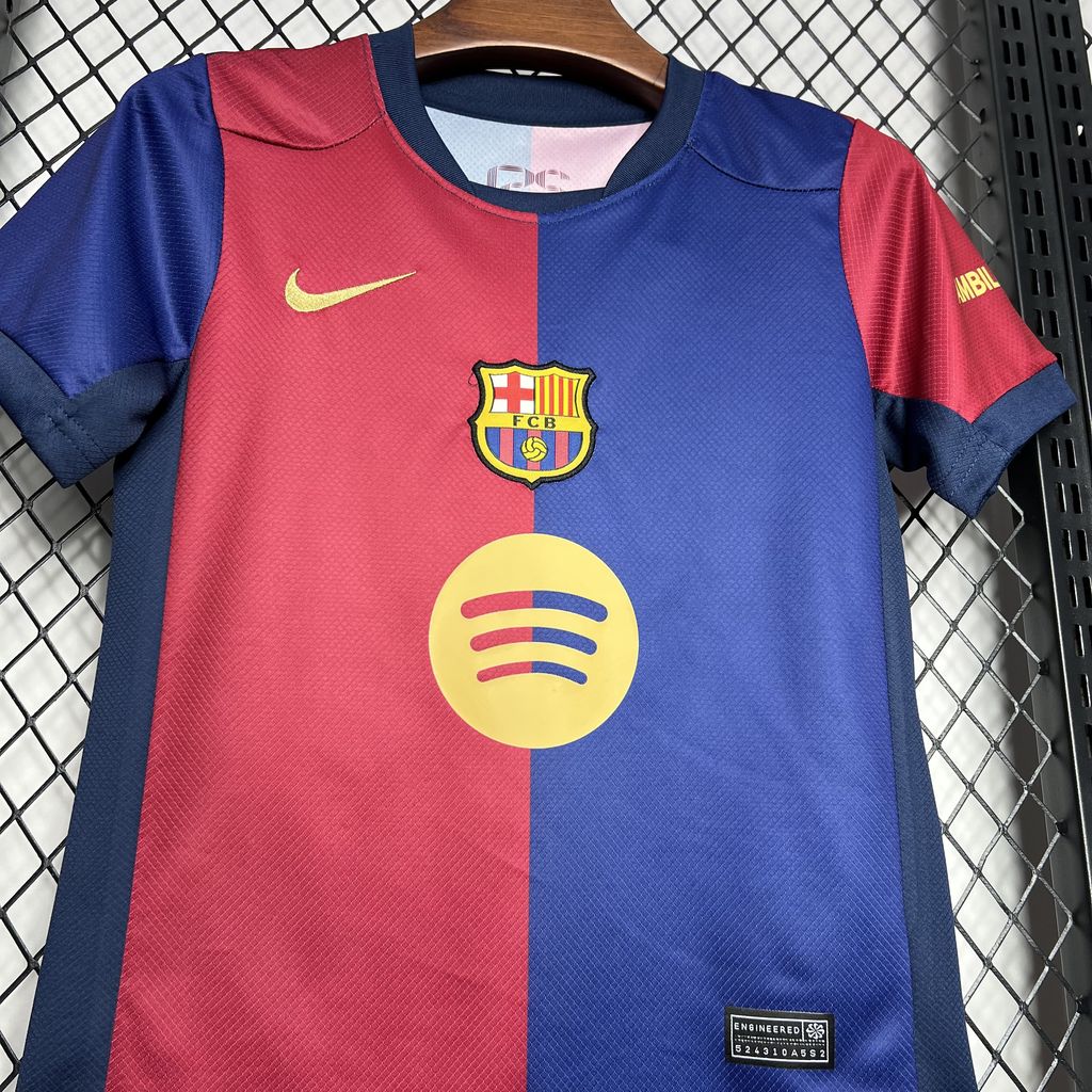 B.A.R.S.A 24-25 Home Stadium Kids Kit with Big Logo - ReplicasJersey