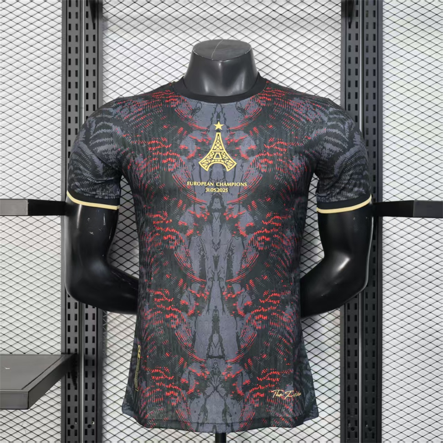 Paris Saint-Germain PSG 25-26 Champions League Commemorative Edition Black Red Eiffel Tower Jersey - Player Version - ReplicasJersey