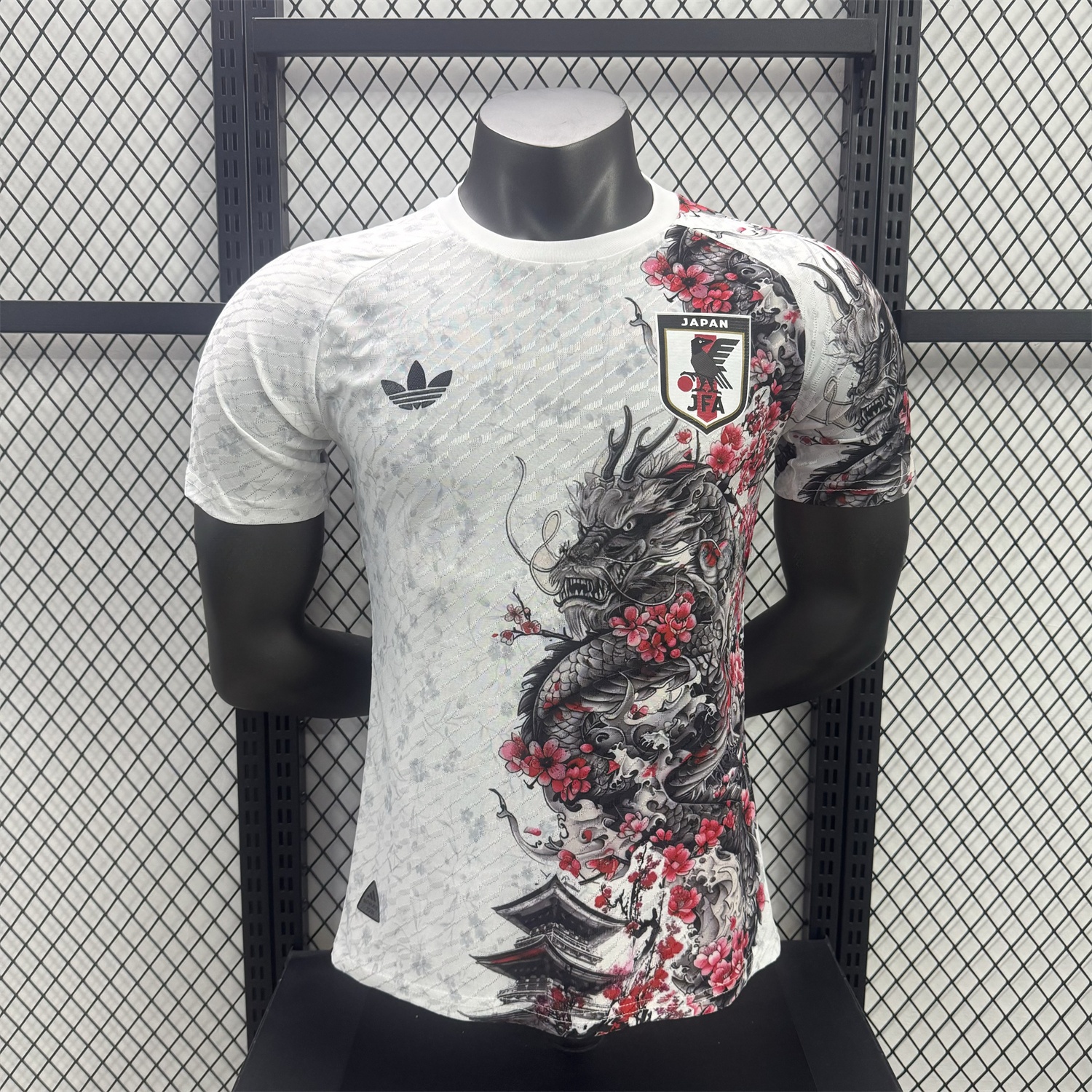 Japan 25-26 Black Dragon And Flowers White Special Jersey - Player Version - ReplicasJersey