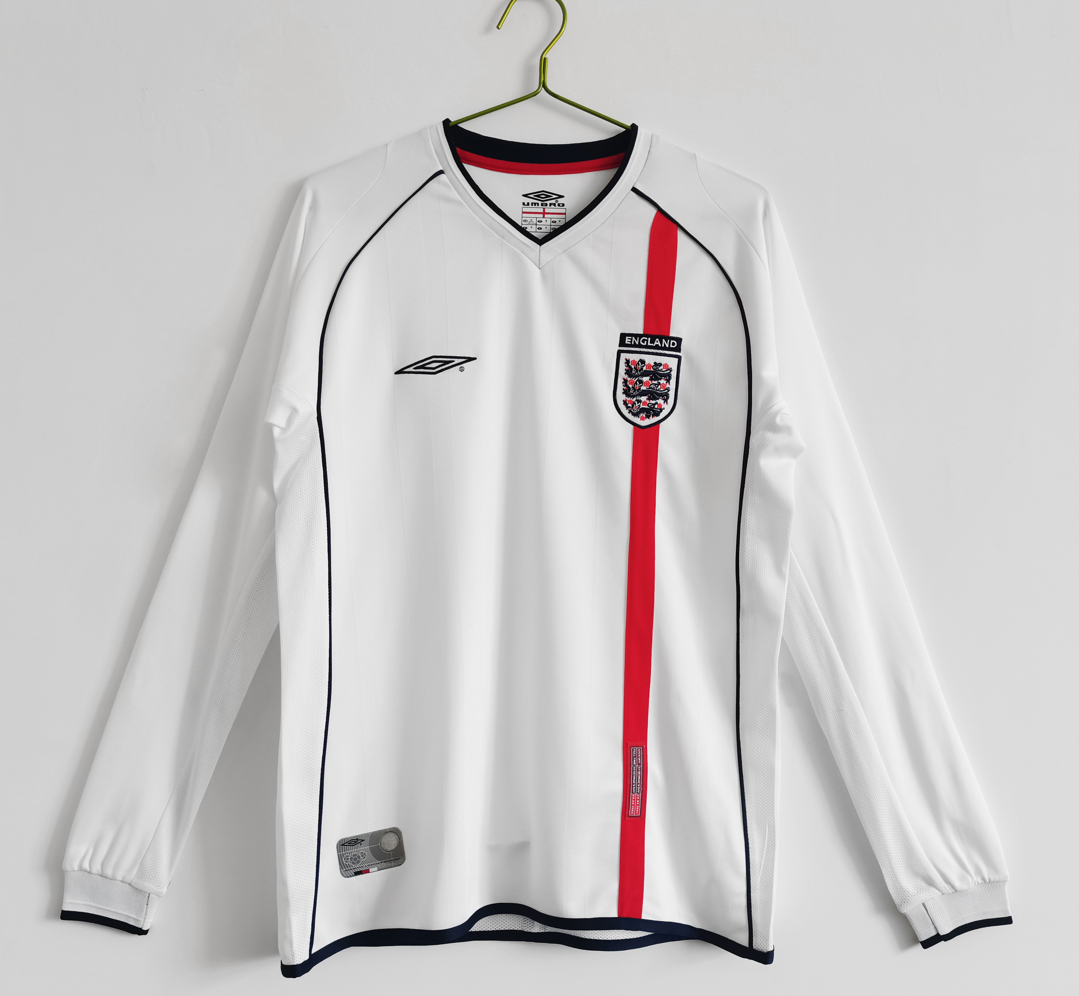 Retro England 2002 Home Stadium Long Sleeve Jersey - ReplicasJersey