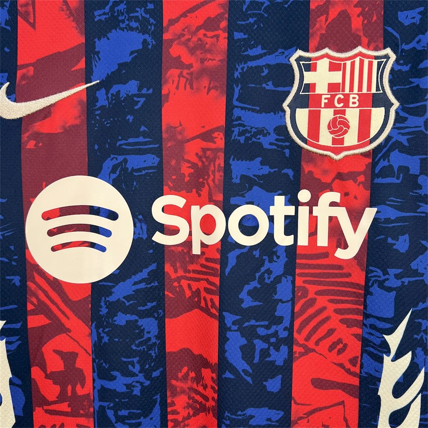 B.A.R.S.A 25-26 Red & Blue Random Graffiti Pattern Jersey - Fans Version - ReplicasJersey