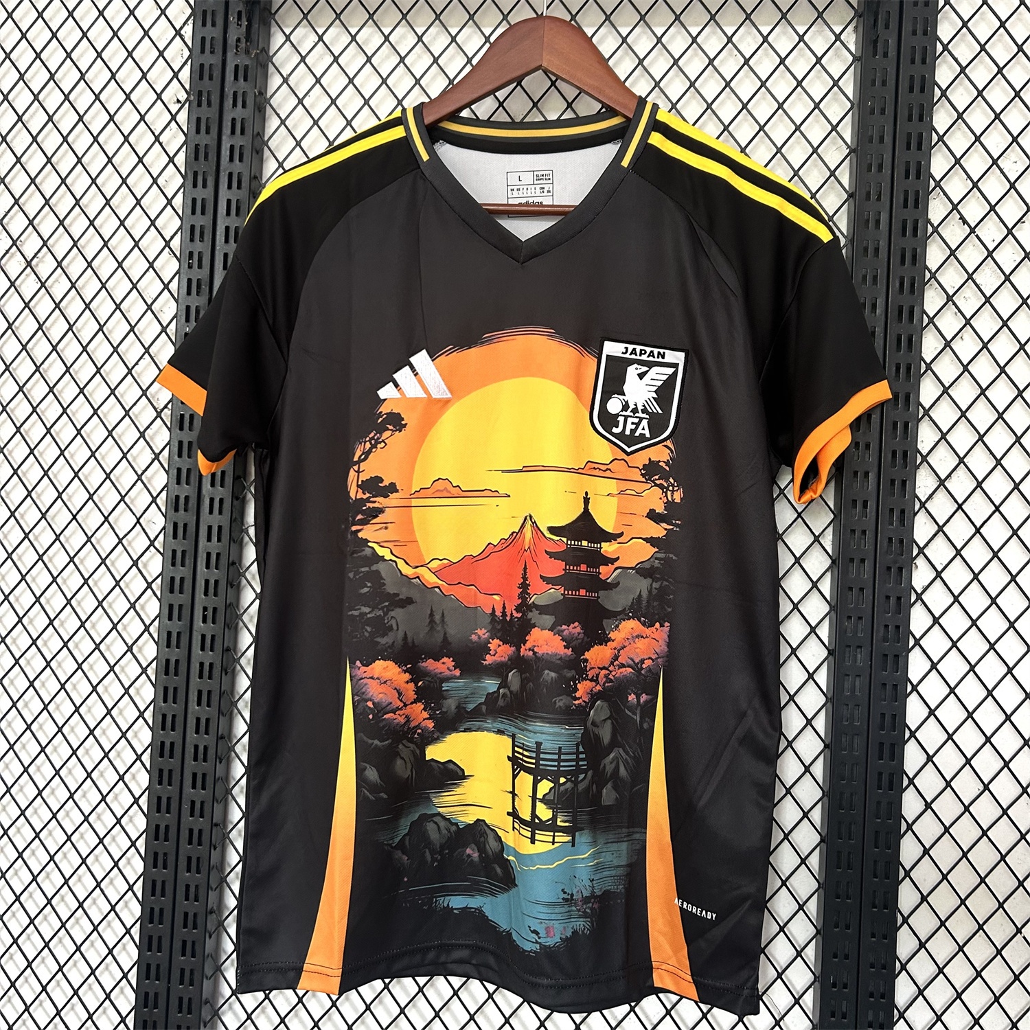 Japan 25-26 Flowing Water In Front Of The Temple At Sunset Black Special Jersey - Fans Version - ReplicasJersey