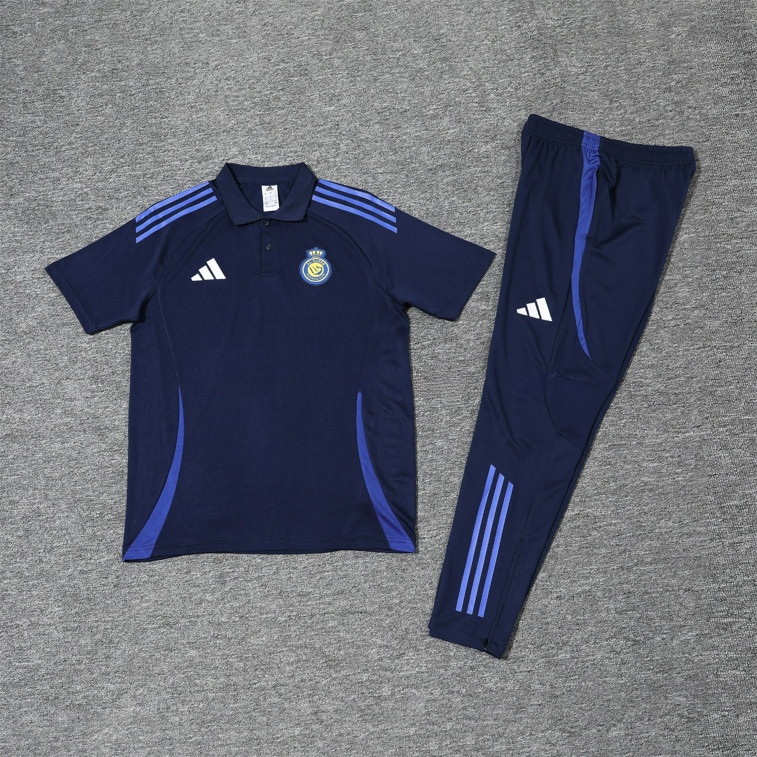 Al Nassr Riyadh Victory 25-26 POLO Short-Sleeve Training Set - Deep Blue Top and Pants - ReplicasJersey