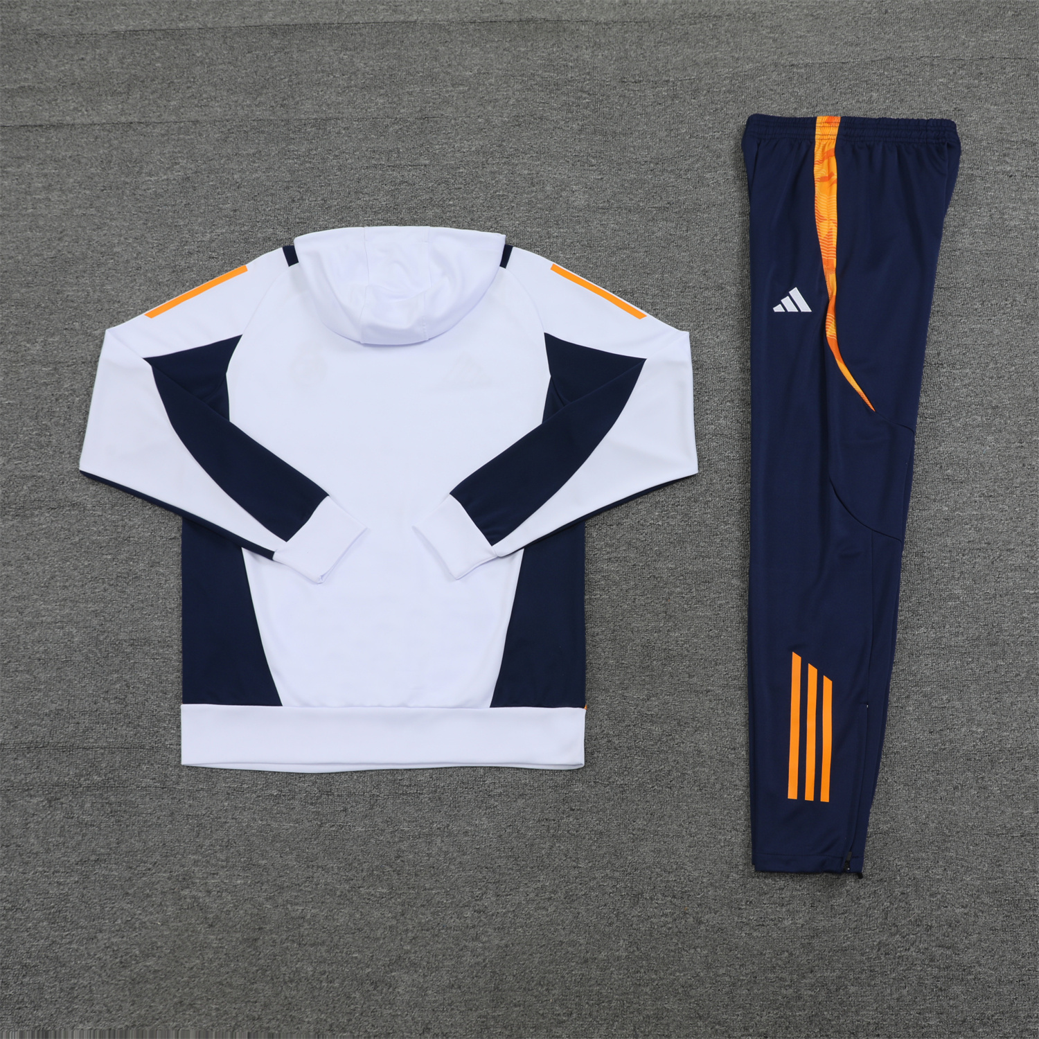 Real Madrid 24-25 Training Hoodie Set - White Hoodie and Deep Blue Pants - ReplicasJersey