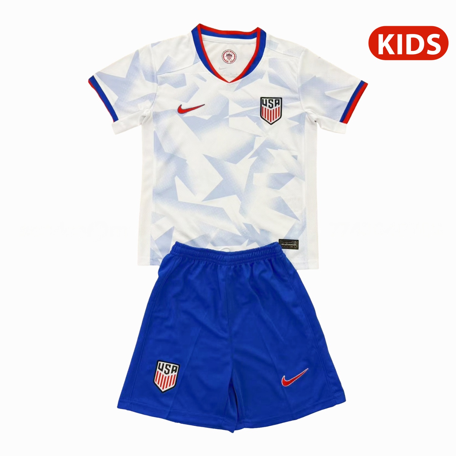 United States USA 25-26 Home White Kids Kit - ReplicasJersey
