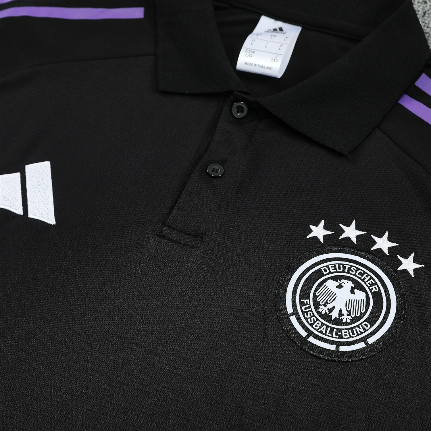 Germany 25-26 POLO Short-Sleeve Training Set - Black Top and Pants - ReplicasJersey