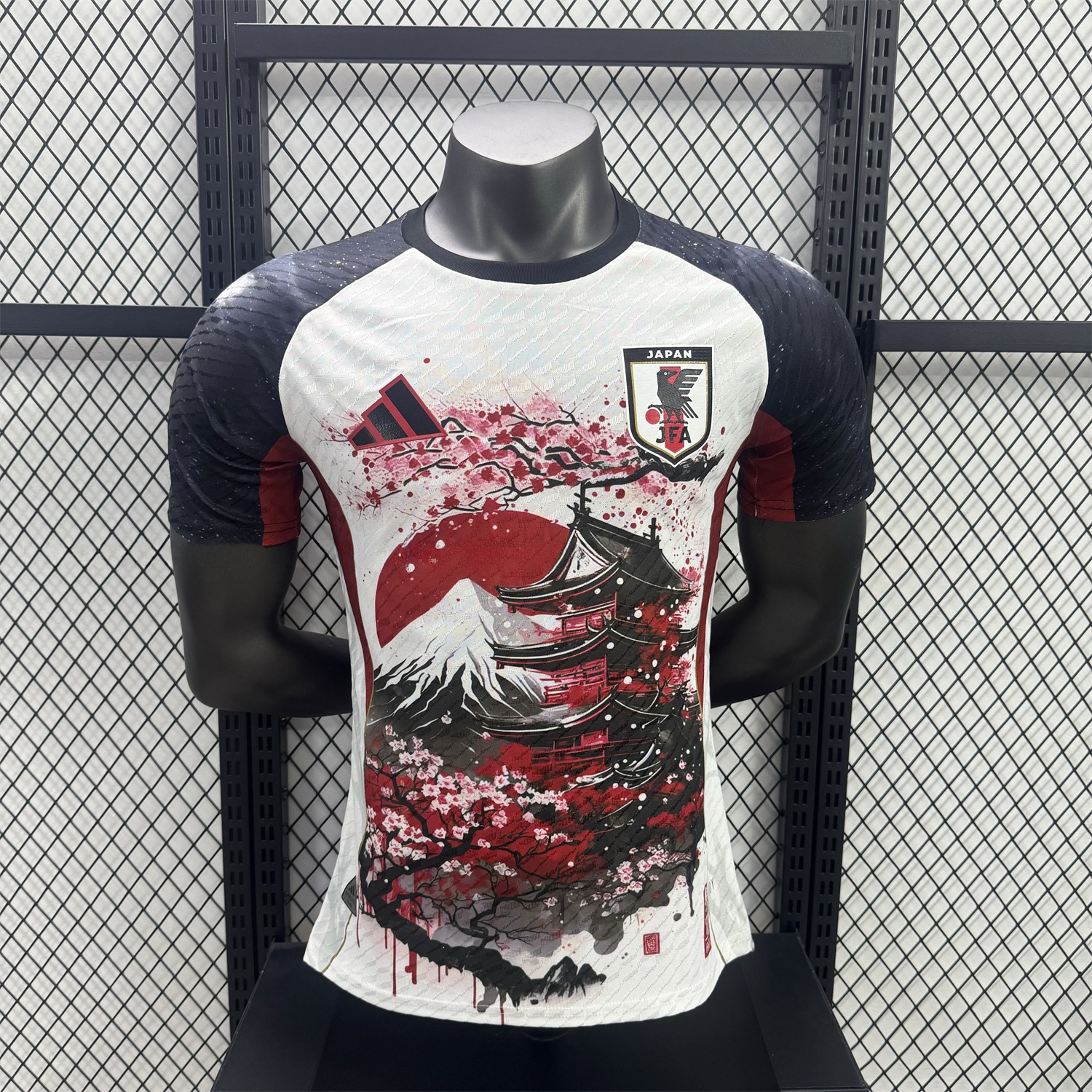 Japan 25-26 Sunset Over Mount Fuji Flowers Floating Over Churei Pagoda Special Jersey - Player Version - ReplicasJersey