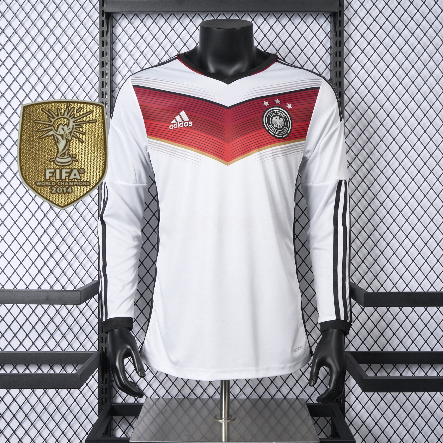 Retro Germany 2014 Home Long Sleeves Jersey - Player Version - ReplicasJersey
