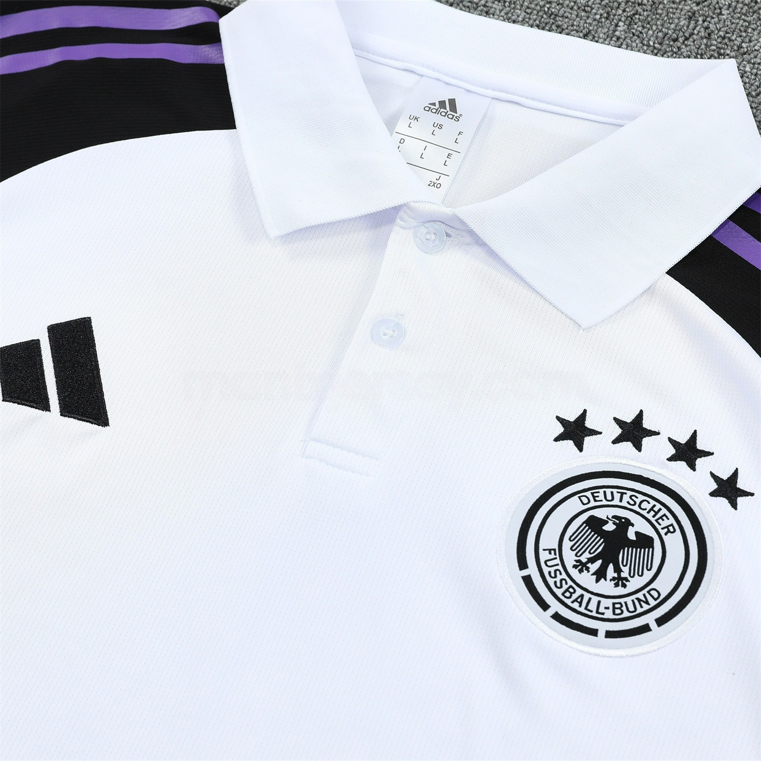Germany 25-26 POLO Short-Sleeve Training Set - White Top Black Pants - ReplicasJersey