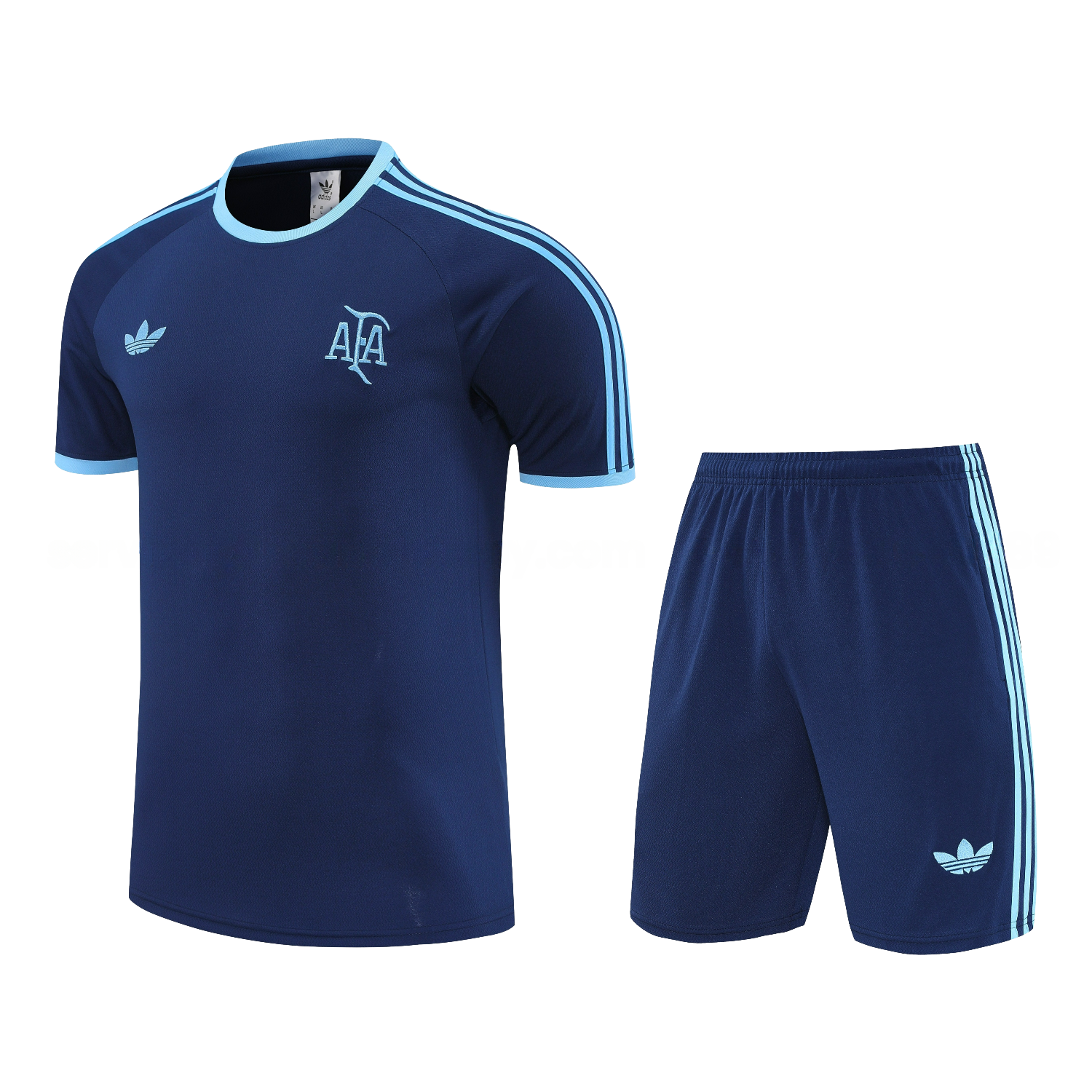 Argentina 25-26 Short-Sleeve Training Set - Deep BlueTop & Deep Blue Shorts - ReplicasJersey