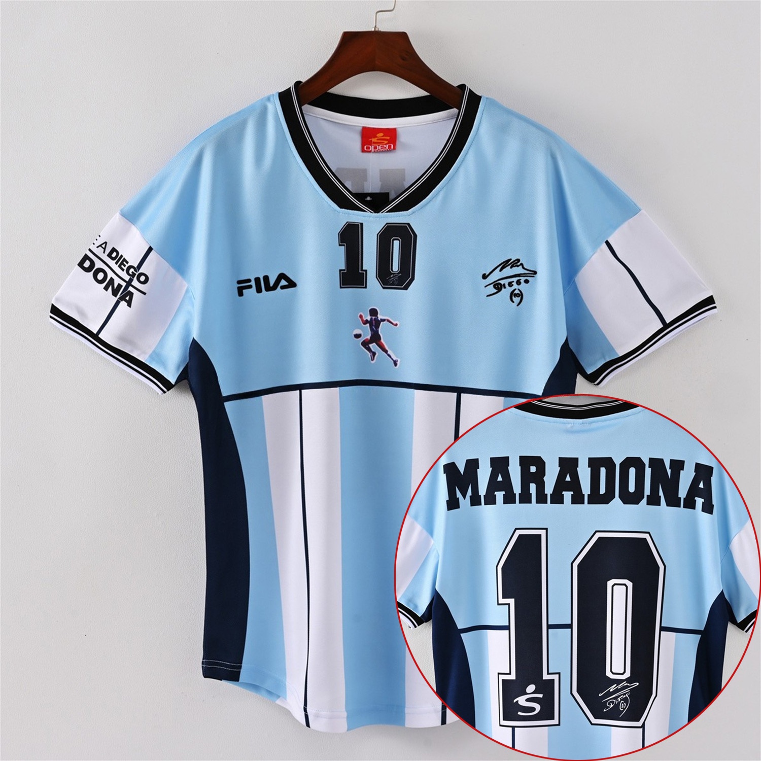 Retro Argentina 2001 Maradona Retirement Commemorative Edition Jersey with Maradona #10 - ReplicasJersey