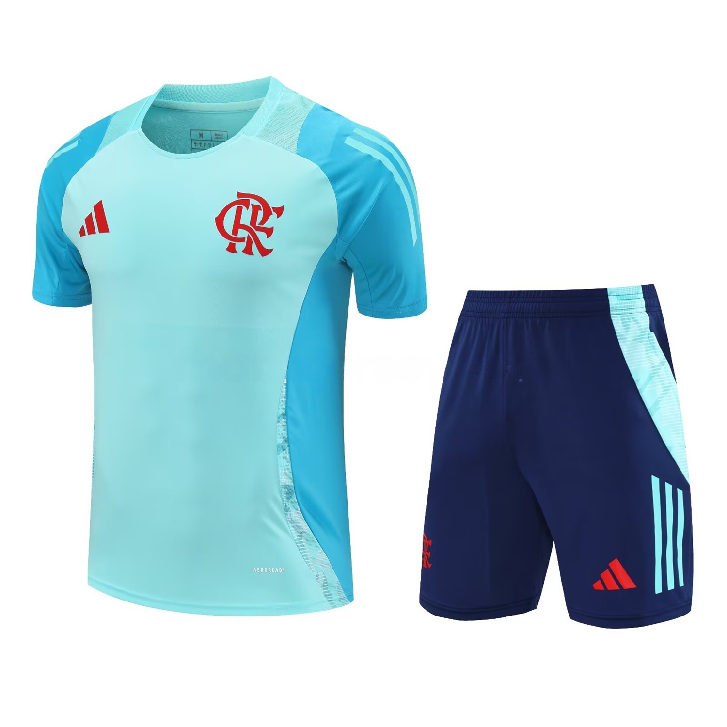 Flamengo 25-26 Short-Sleeve Kids Training Set - Light Blue With Royal Blue - ReplicasJersey