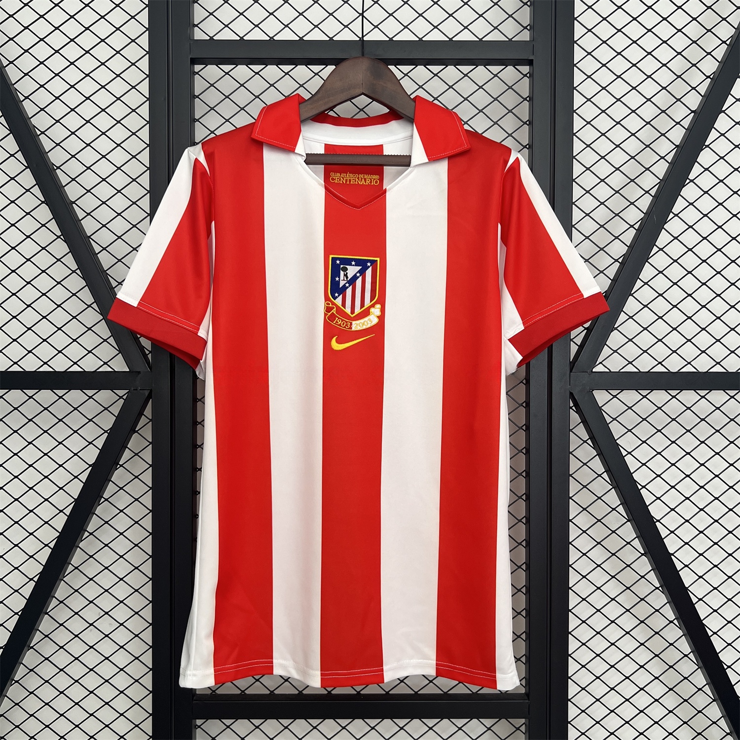Retro Atletico Madrid 2003-04 Home Centenary Special Jersey - ReplicasJersey
