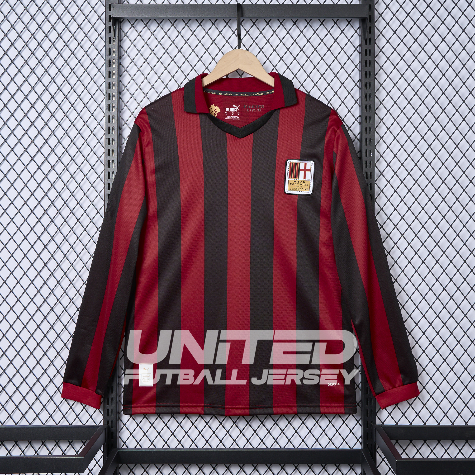 AC Milan 24-25 125th Anniversary Long Sleeves Red Jersey - Fans Version - ReplicasJersey